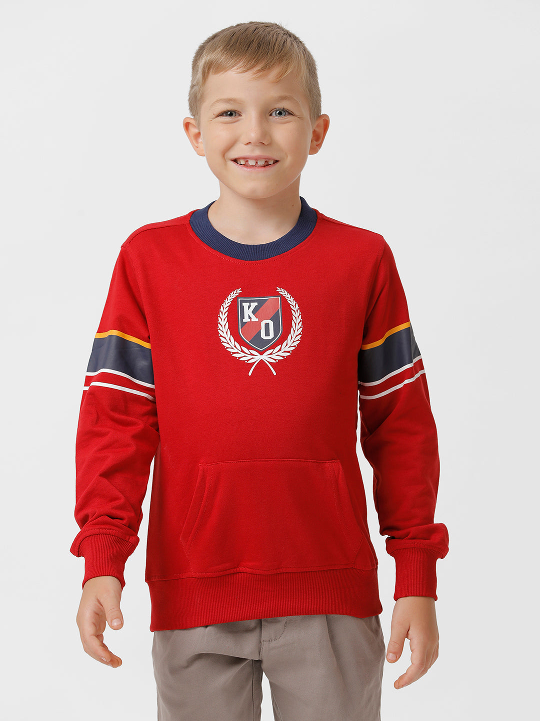 Boys Kangaroo Pocket Printed Sweatshirt