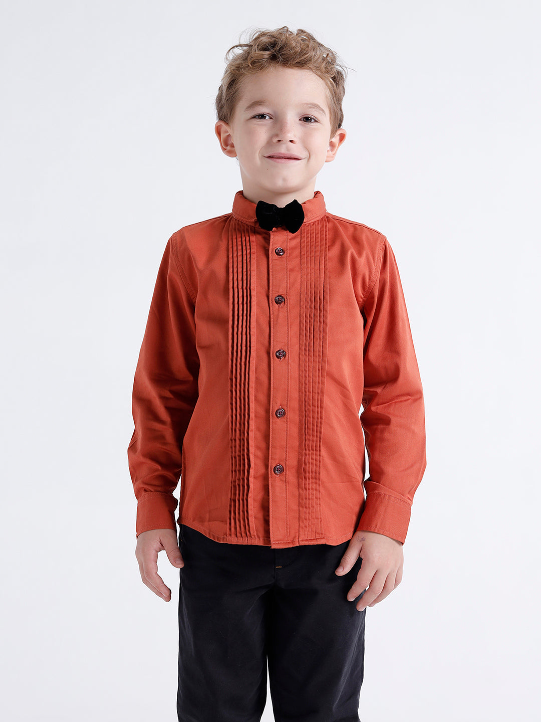 Boys Long sleeve shirt with Pintuck front