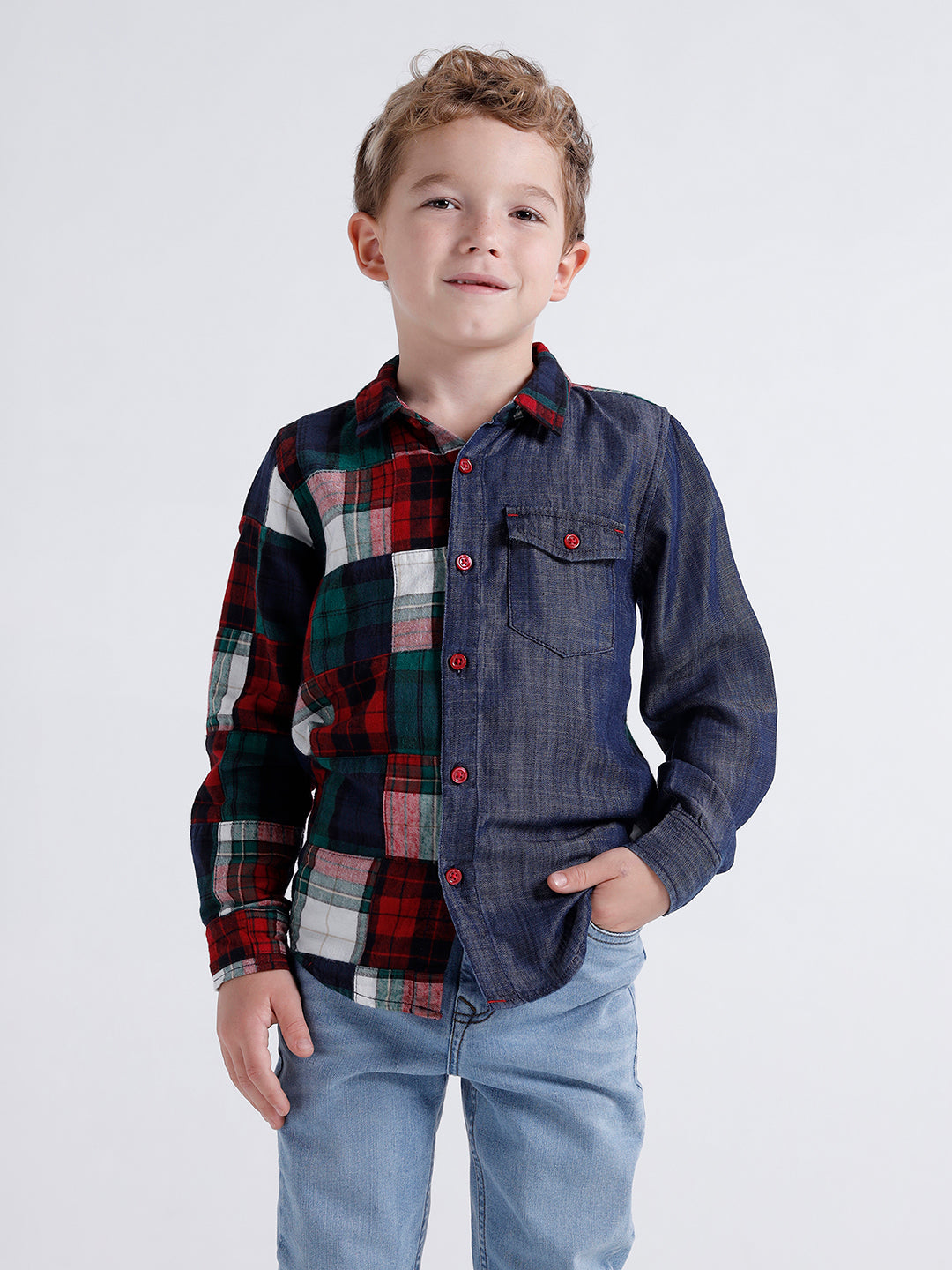 Boys Long sleeve shirt with contrast panels