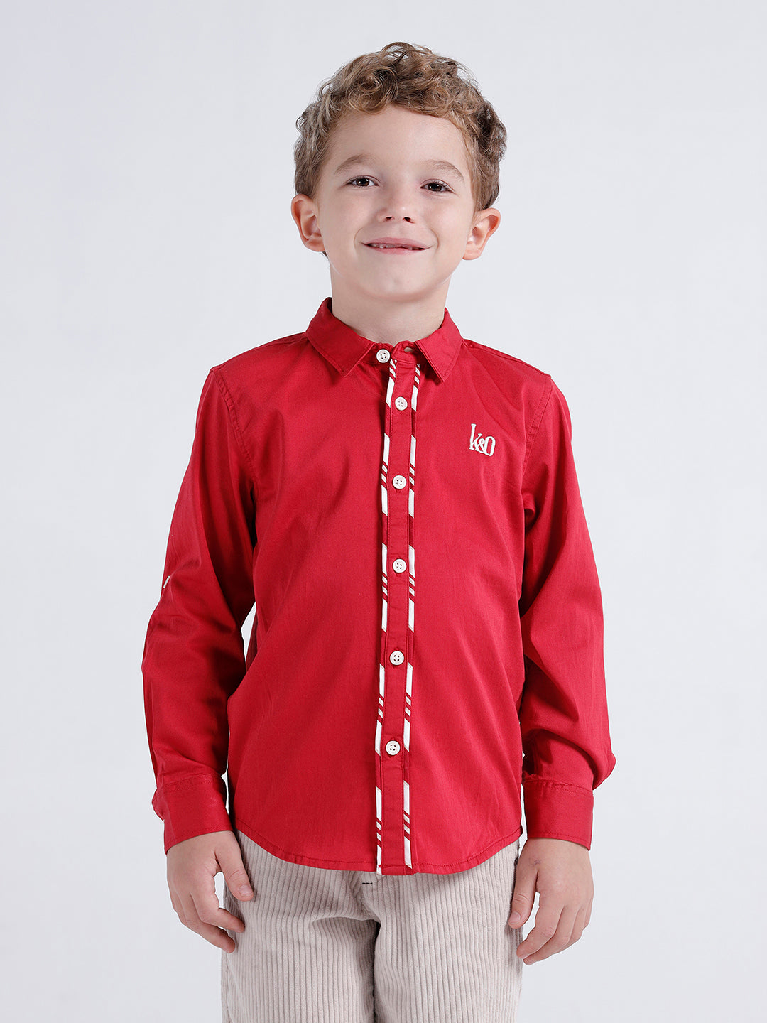 Boys Long sleeve shirt with contrast piping