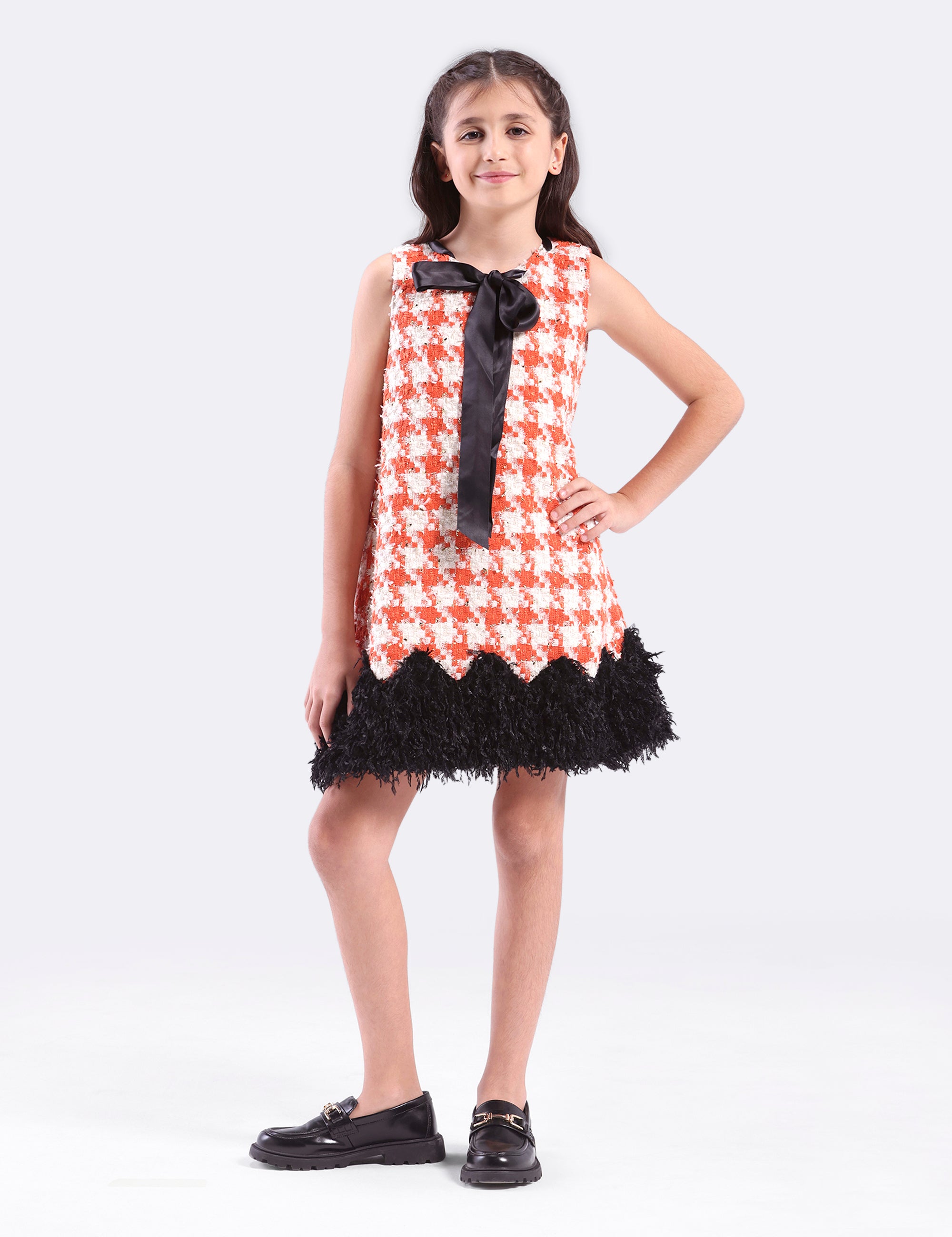 Girls Dress with Satin tape Bow