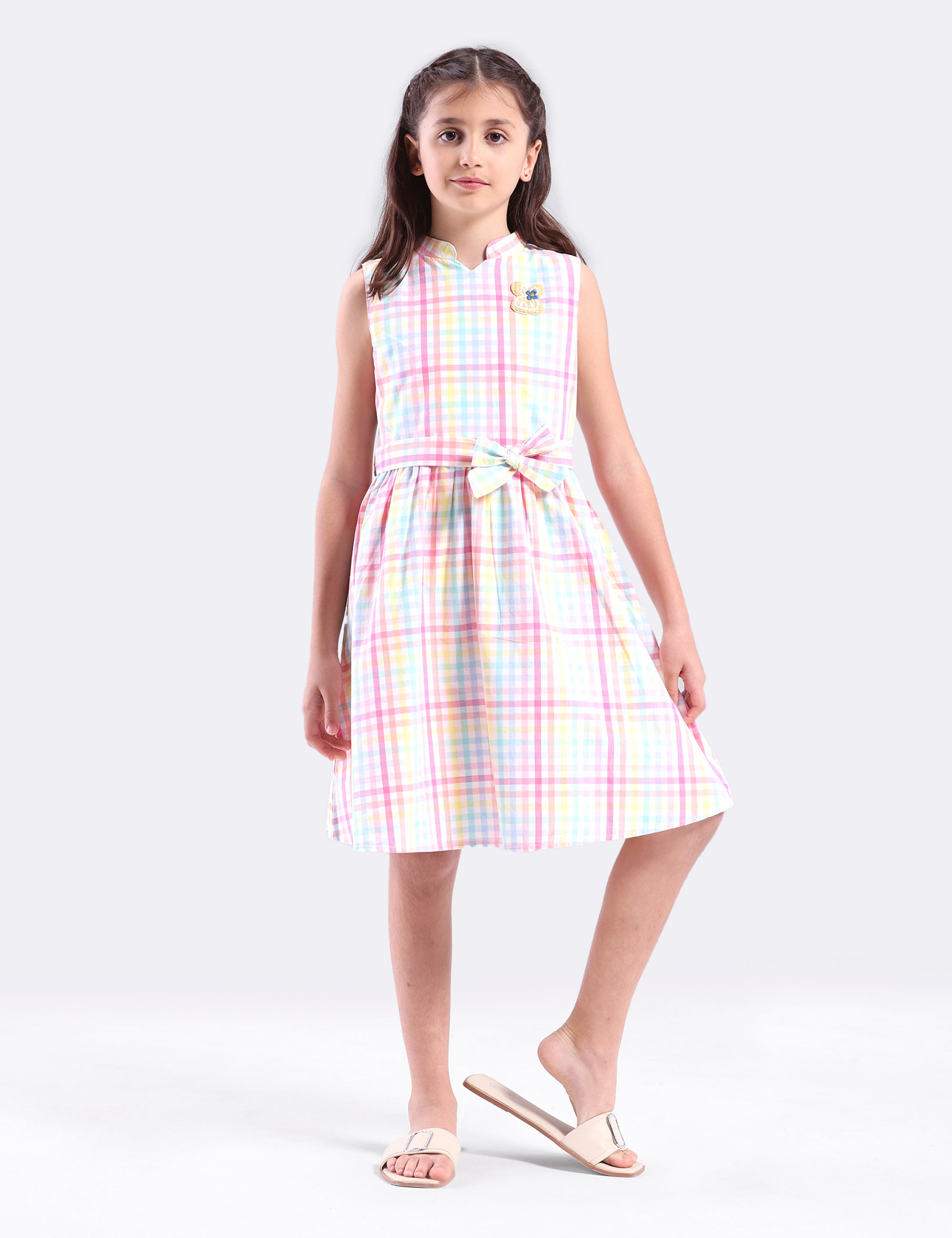 Girls Multi checkered dress