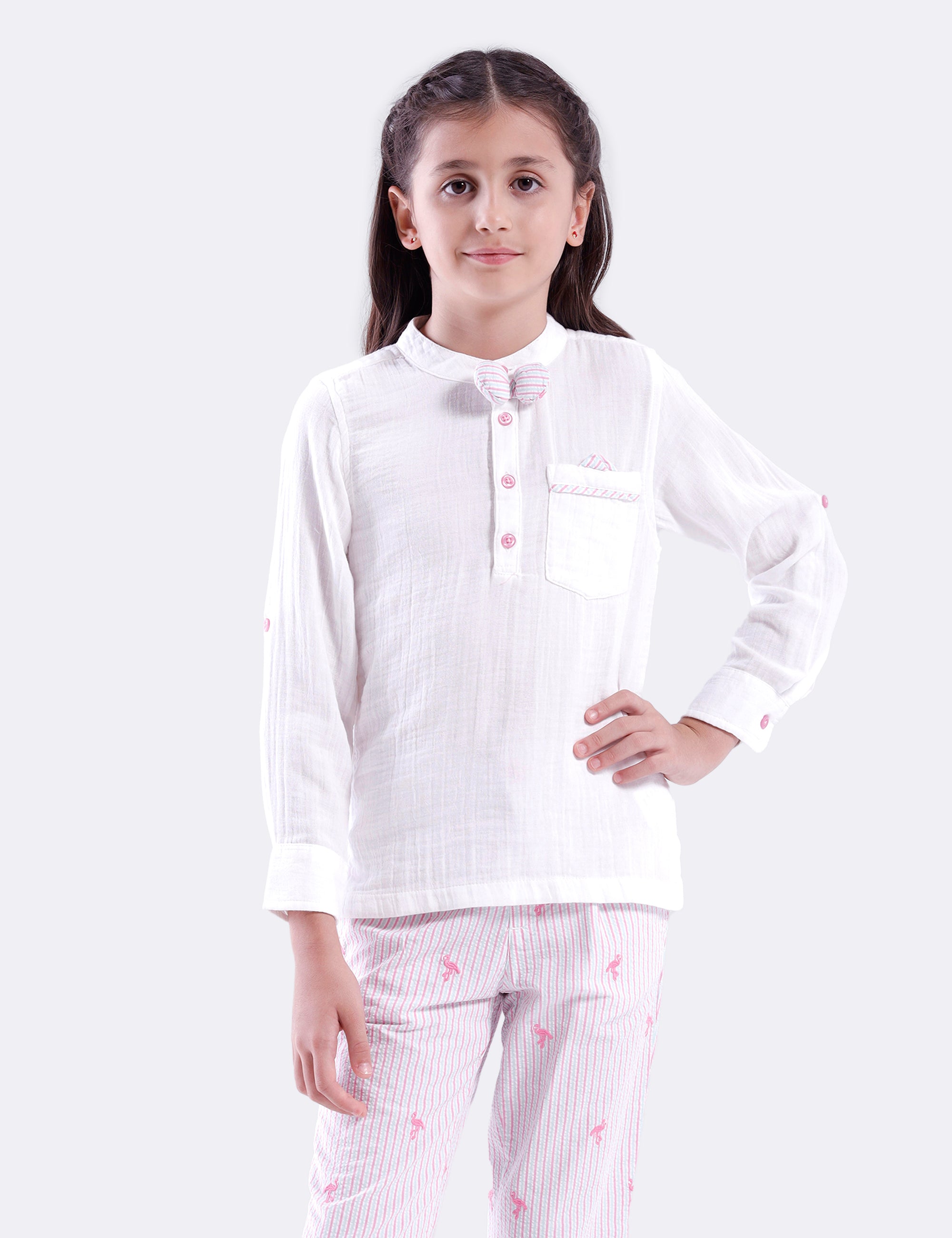 Unisex long sleeve shirt with bow