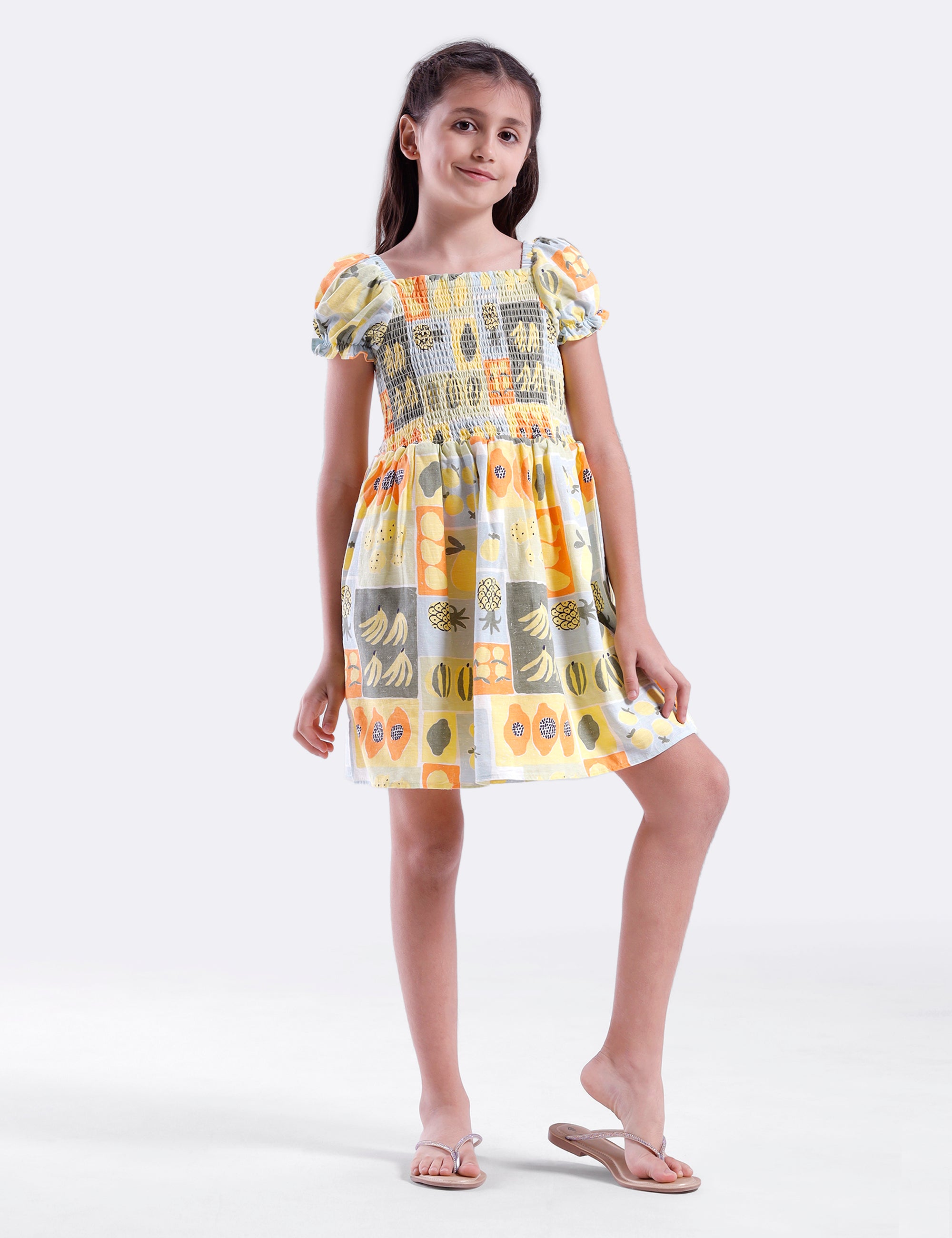 Girls dress with smocking bodice