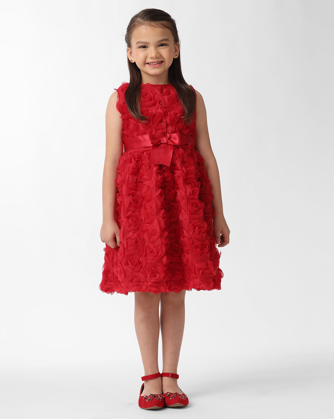 Girls 3D Rose Dress