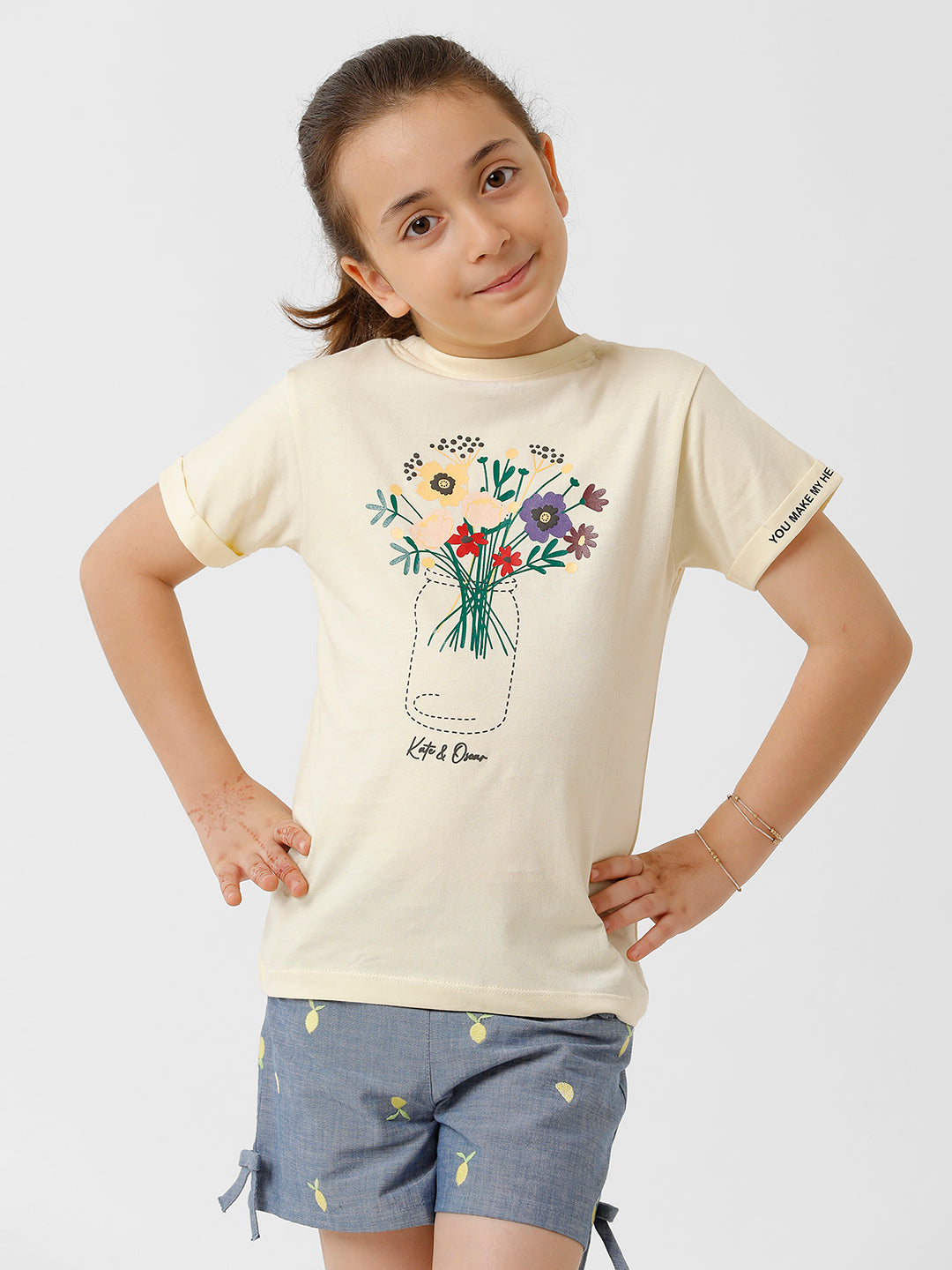 Girls Floral Embroidered T-shirt