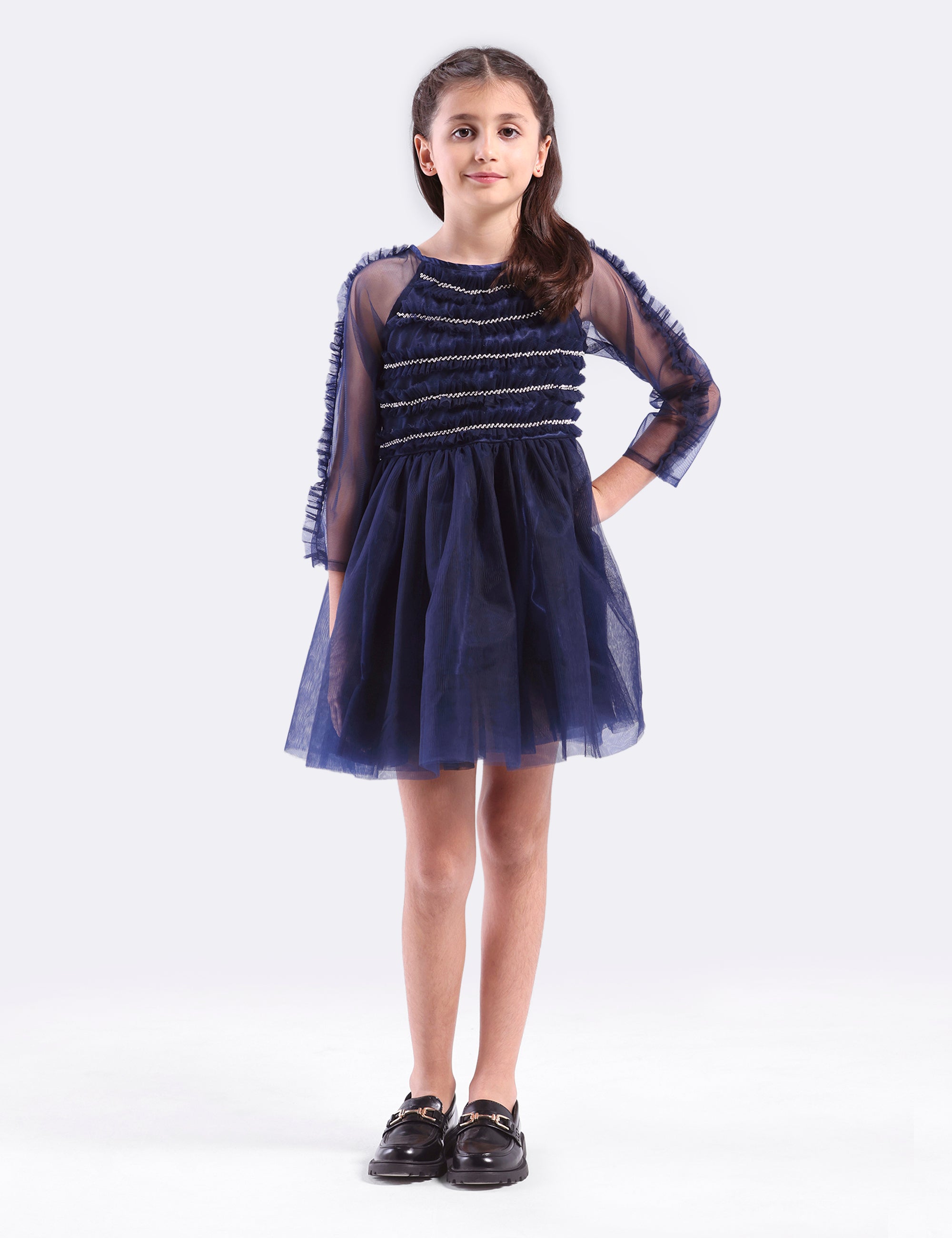 Girls Mesh dress with Beadwork