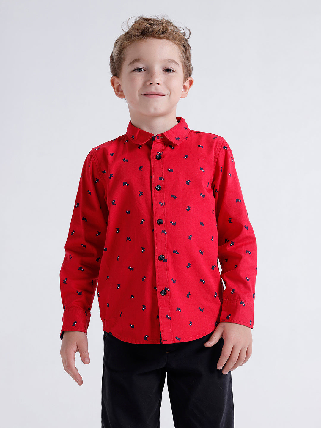 Boys Long sleeve shirt  with contrast trim fabric