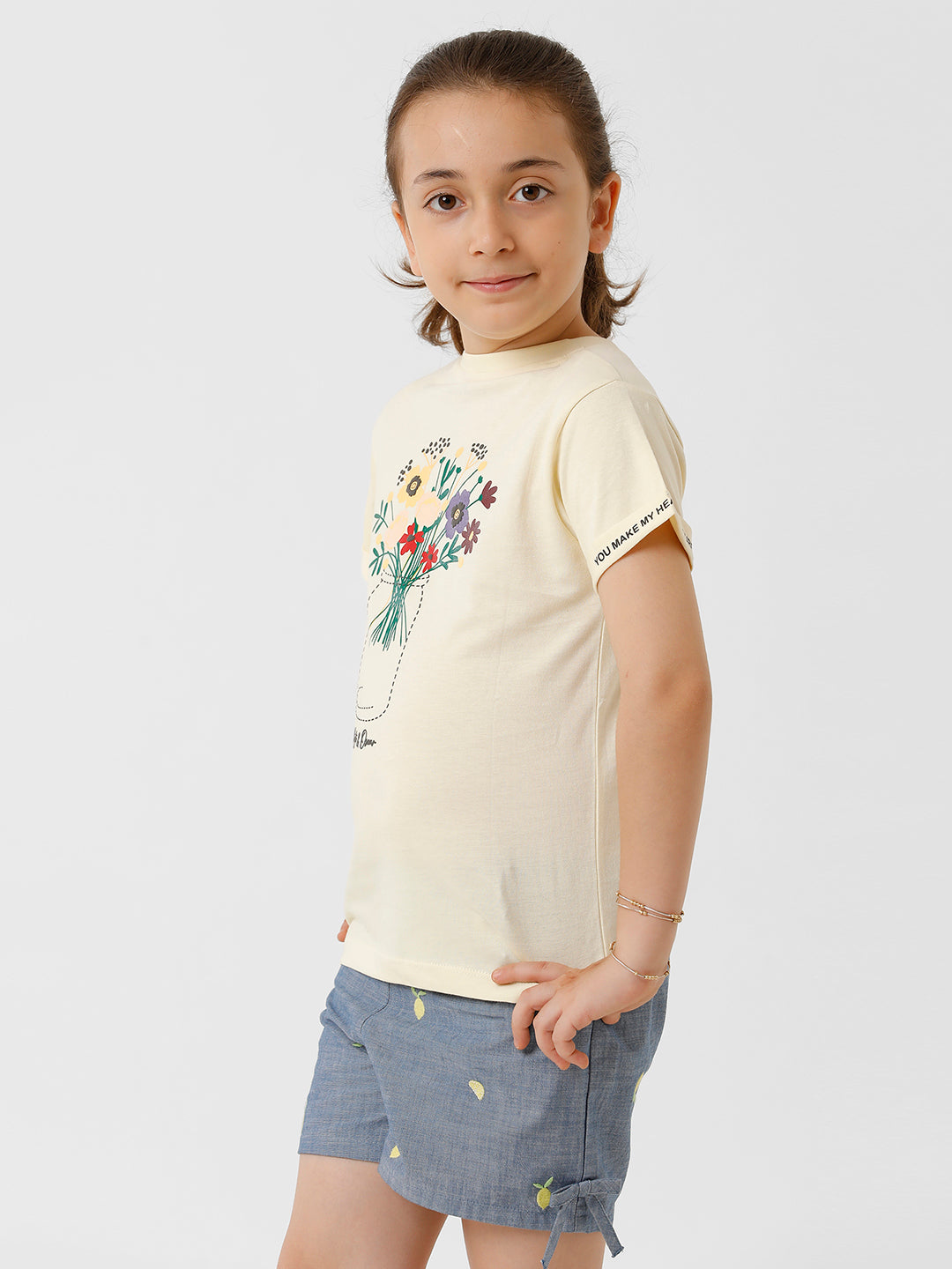 Girls Floral Embroidered T-shirt