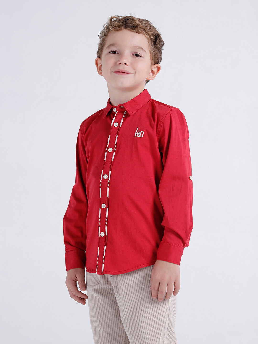 Boys Long sleeve shirt with contrast piping
