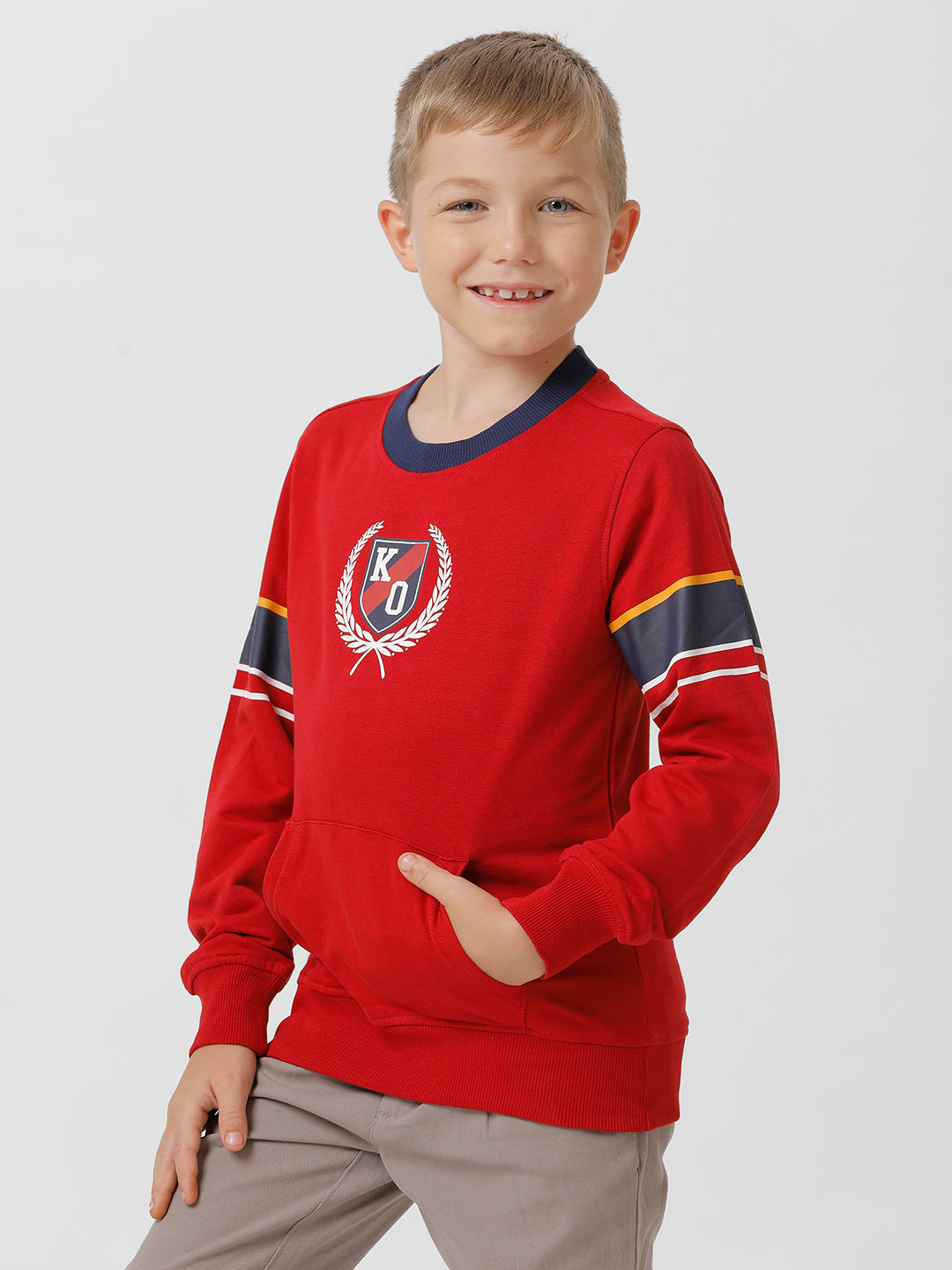 Boys Kangaroo Pocket Printed Sweatshirt