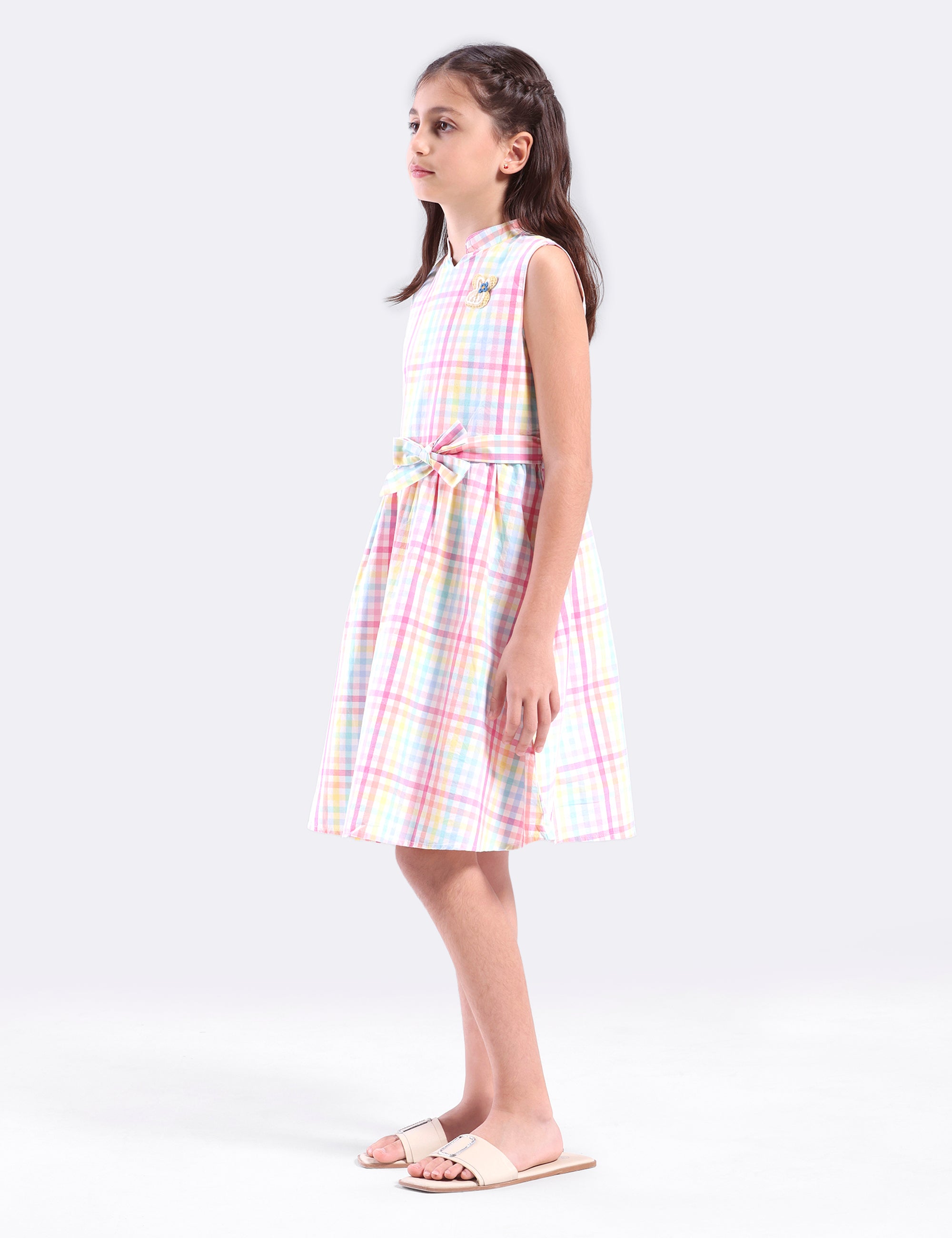 Girls Multi checkered dress