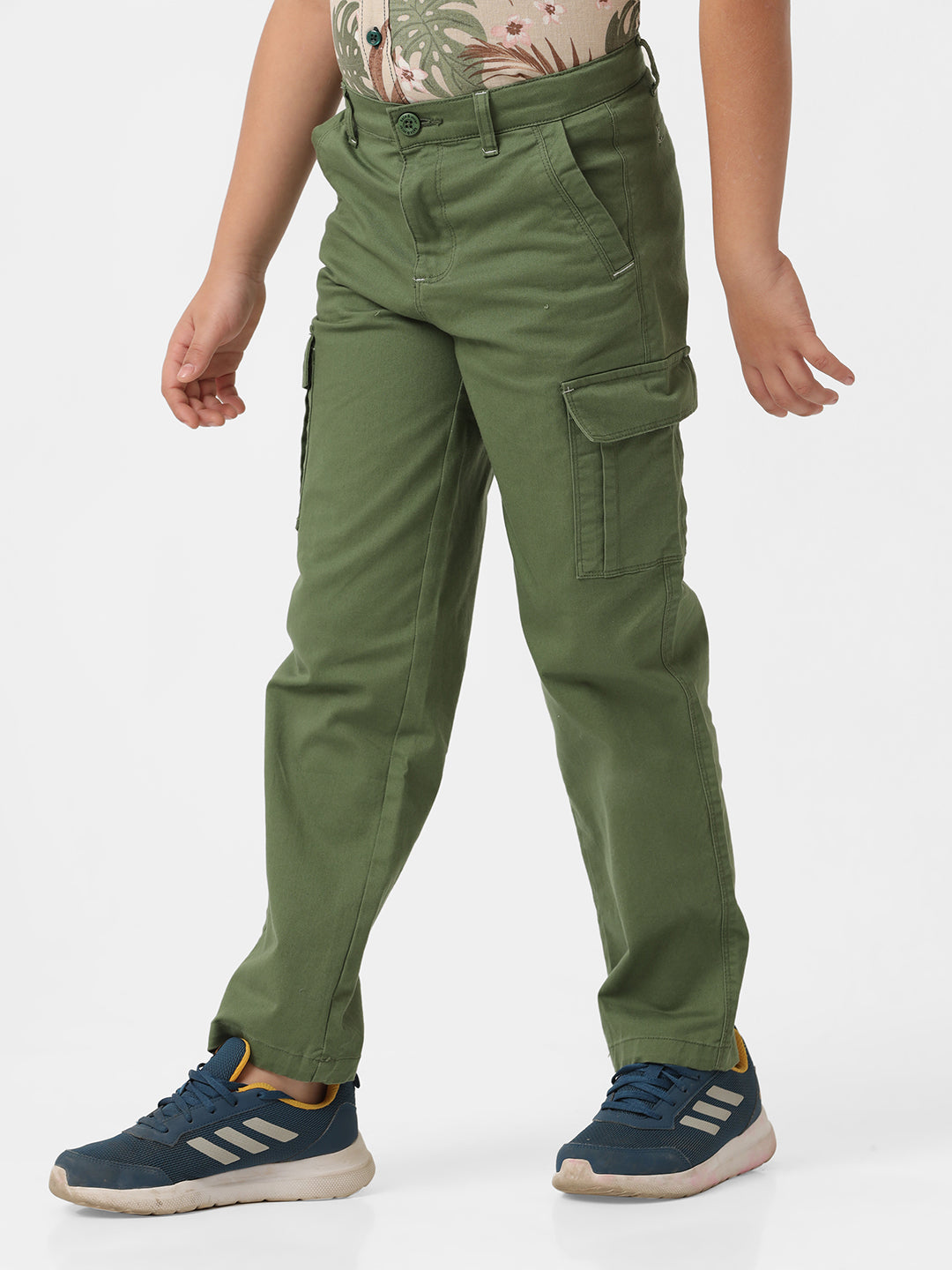 Boys Regular Fit Solid Cargo Trouser