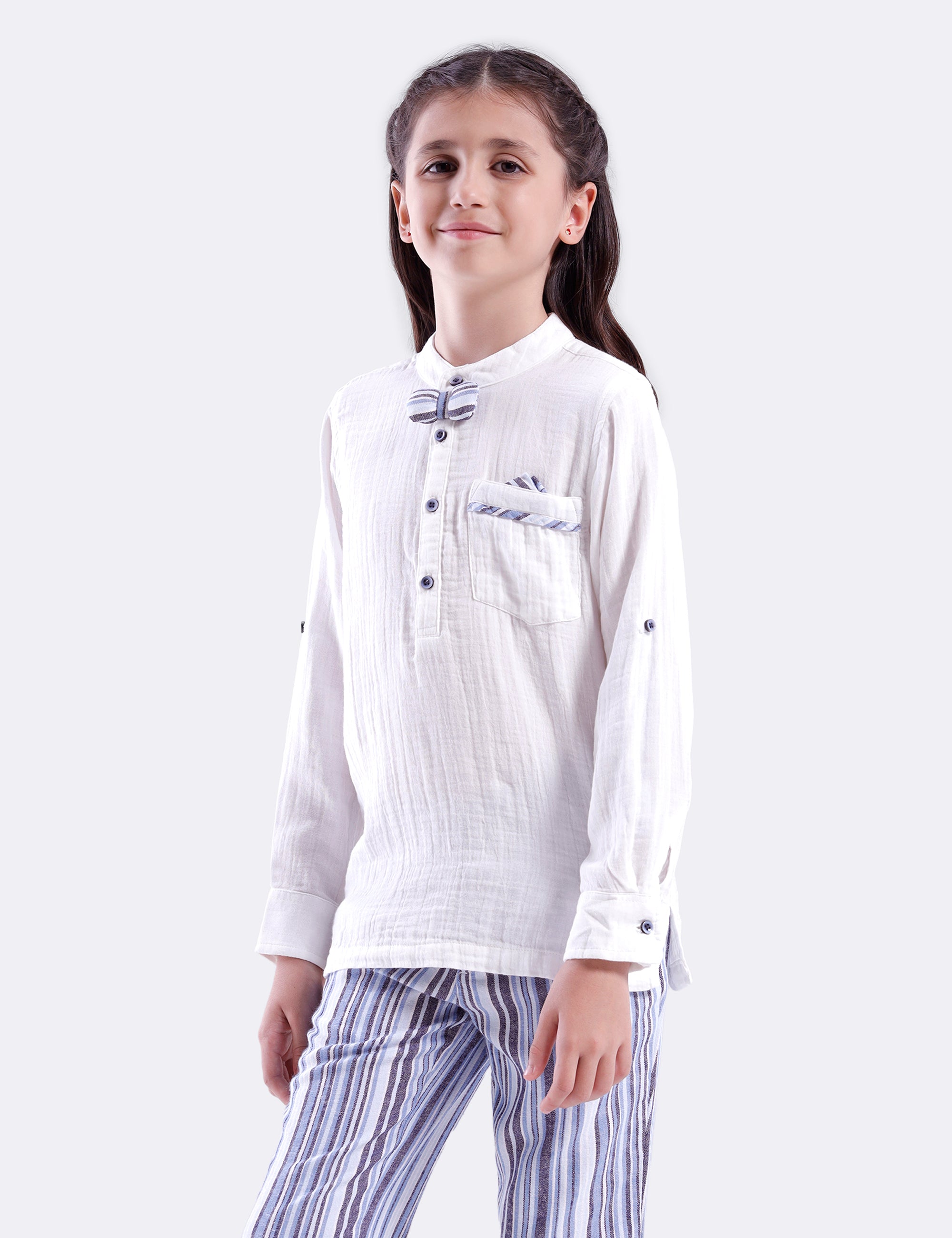 Unisex long sleeve shirt with bow