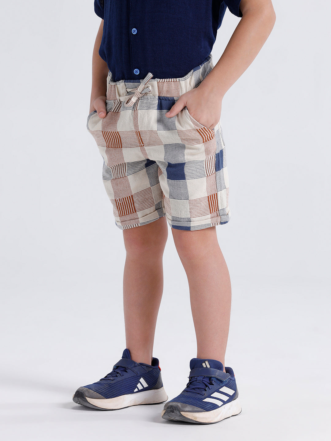 Boys elasticated printed check shorts
