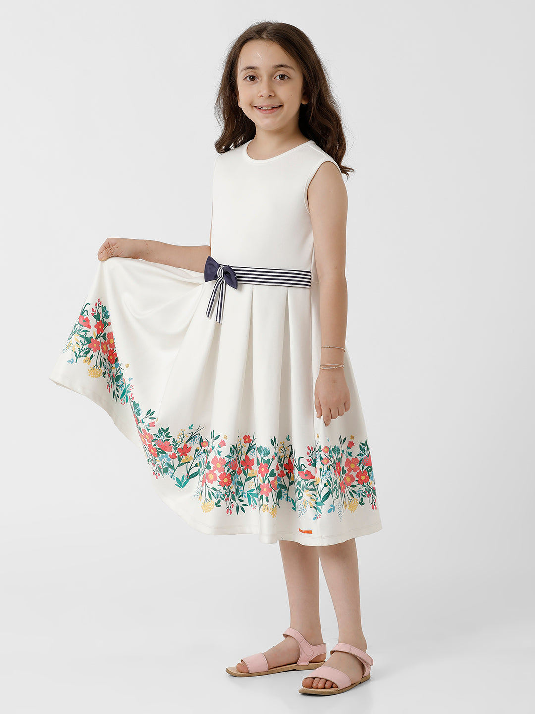 Girls Scuba Floral Printed Dress