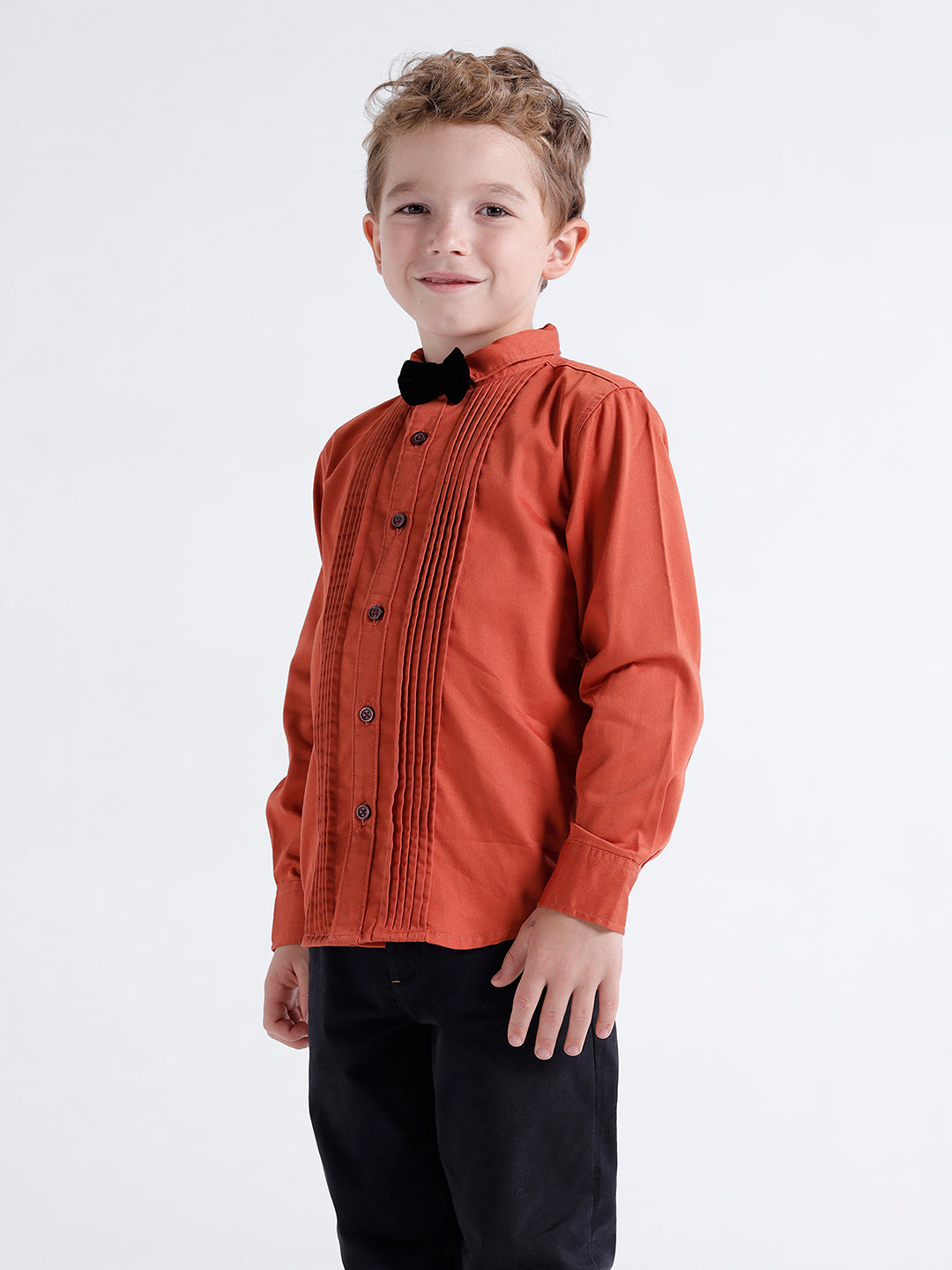 Boys Long sleeve shirt with Pintuck front