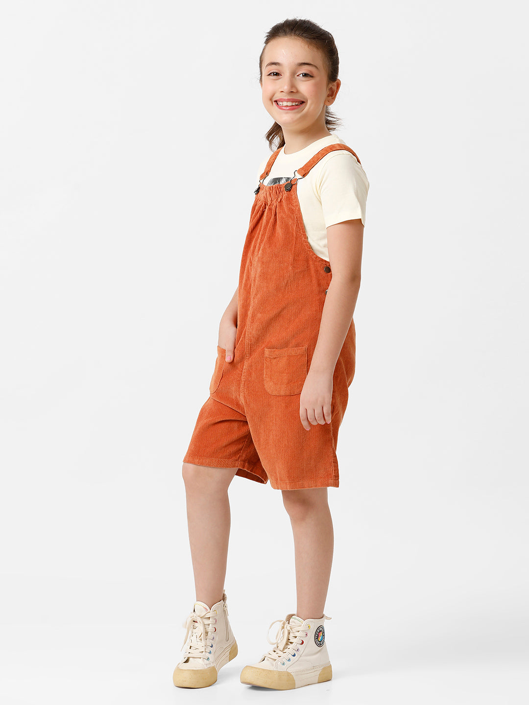 Girls Embroidered Corduroy Dungaree