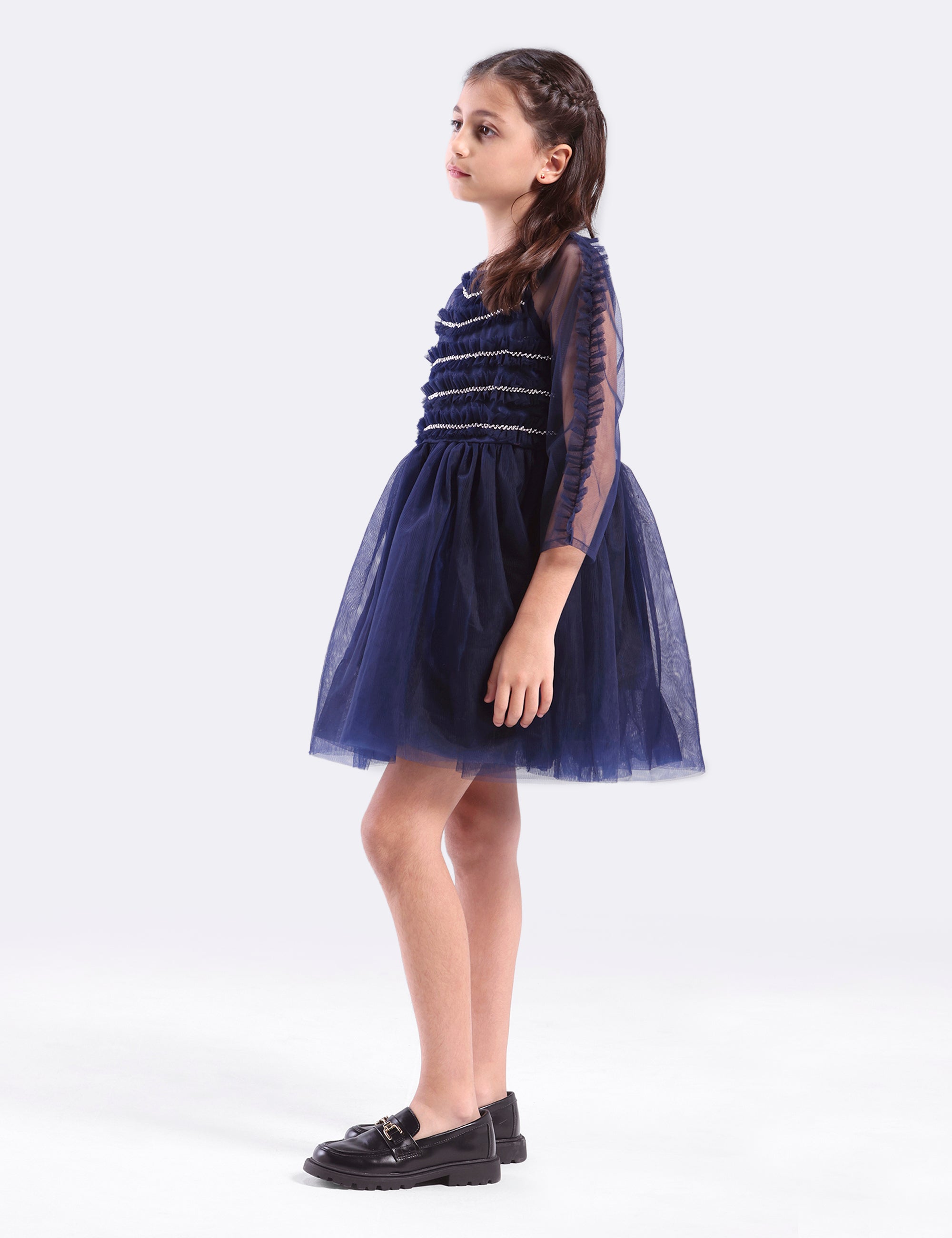Girls Mesh dress with Beadwork
