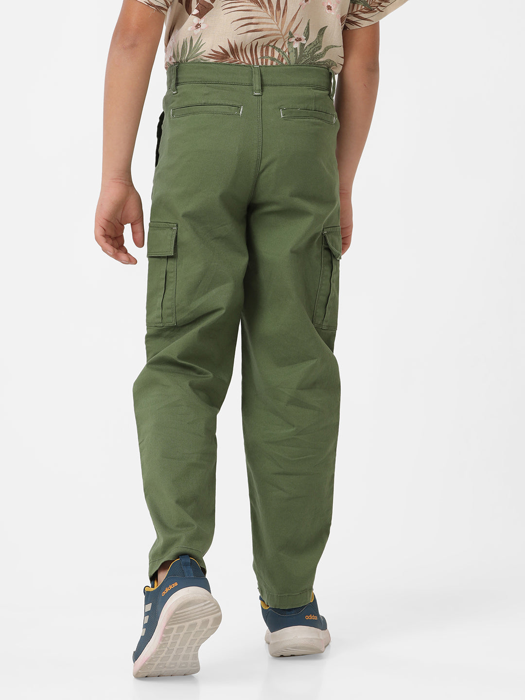 Boys Regular Fit Solid Cargo Trouser