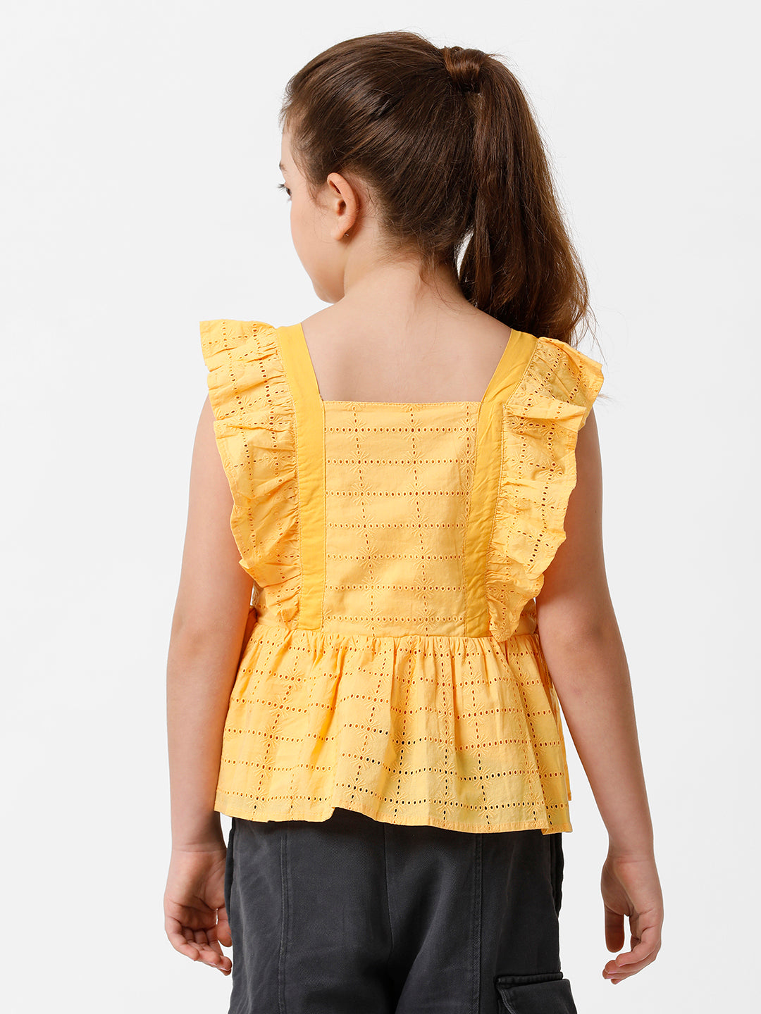 Girls Schiffli Embroidered Top