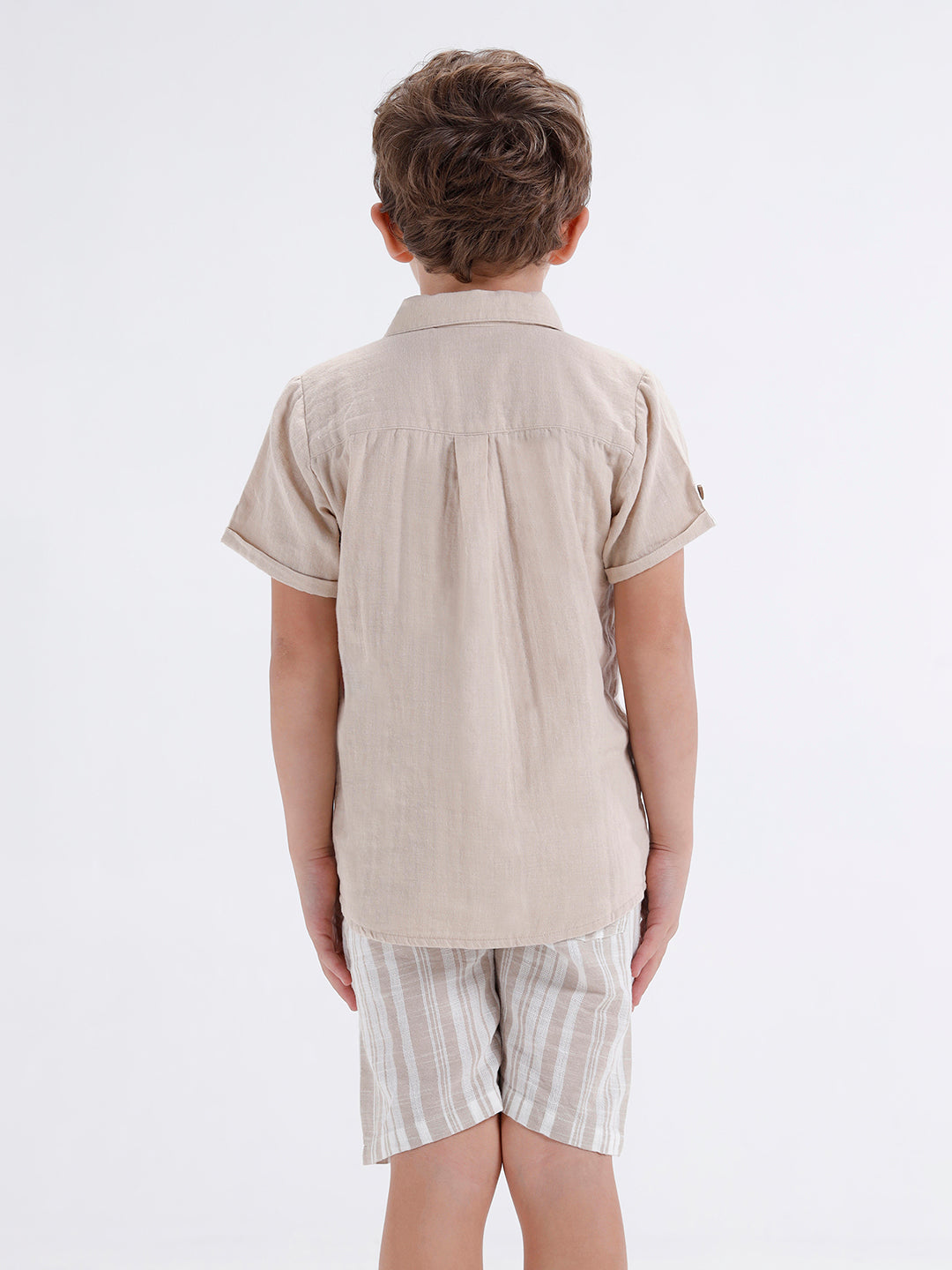 Boys Short sleeve shirt with stripe panel across front