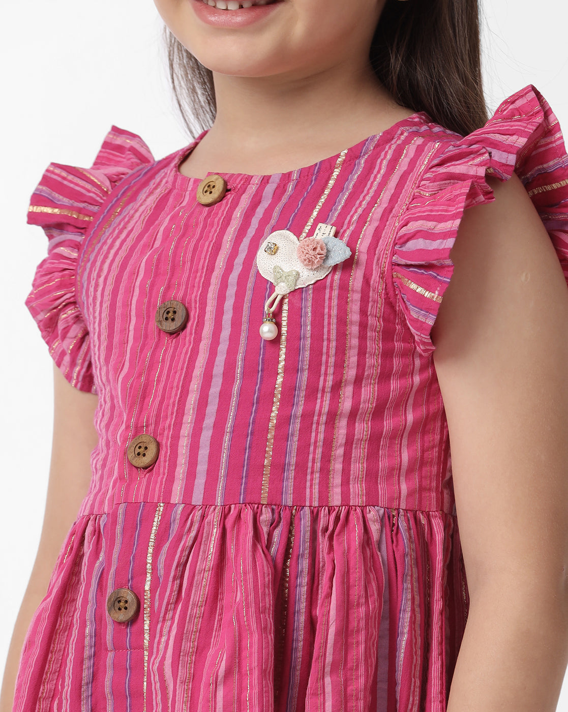 Girls Dress With Wooden Buttons