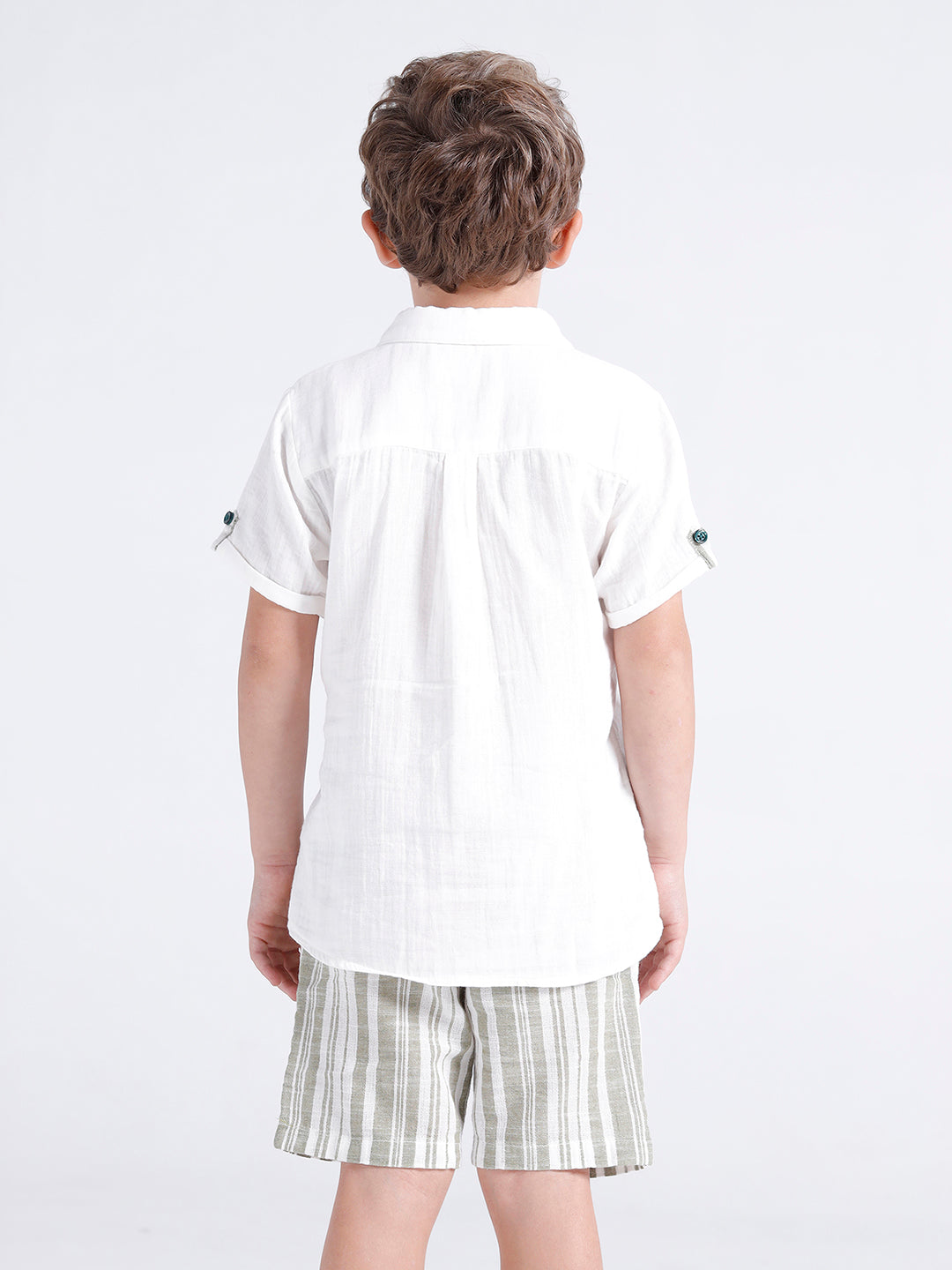 Boys Short sleeve shirt with stripe panel across front