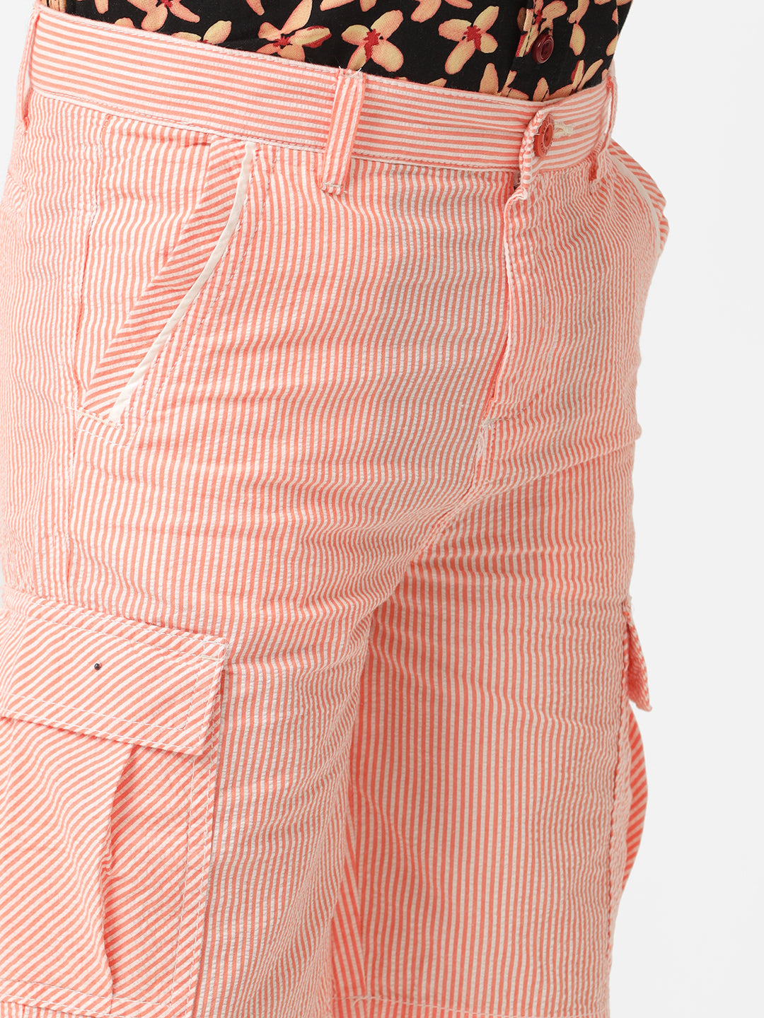 Boys seersucker striped Cargo shorts