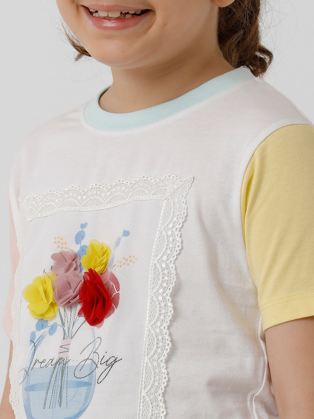 Girls 3D Floral Printed T-shirt