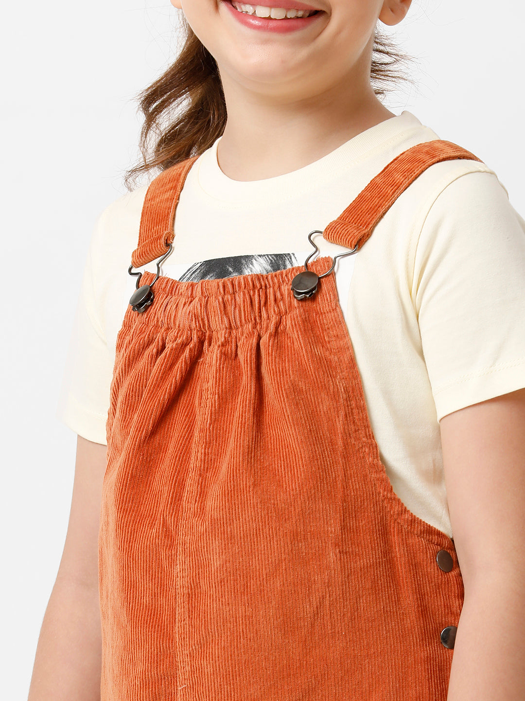 Girls Embroidered Corduroy Dungaree