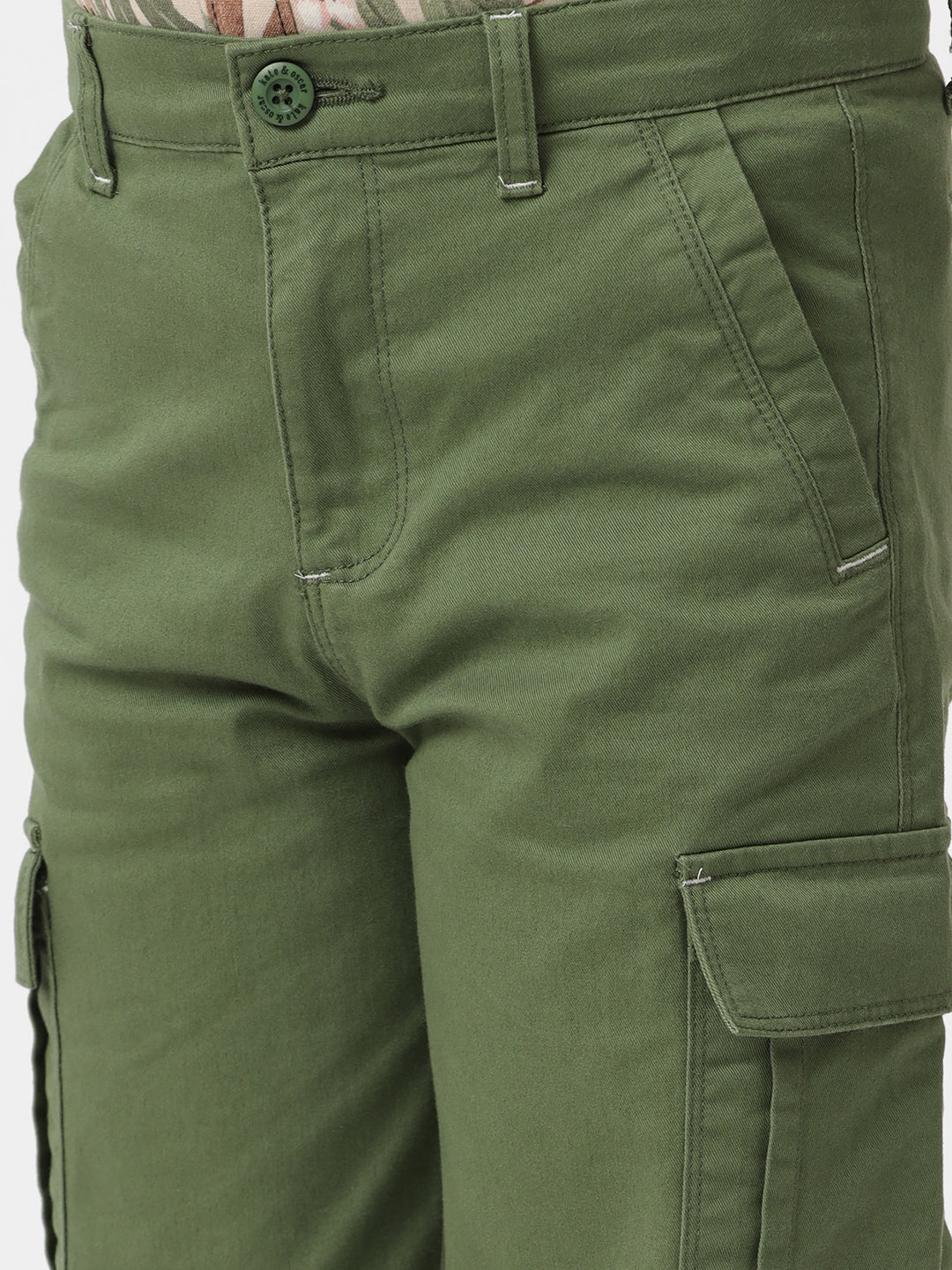 Boys Regular Fit Solid Cargo Trouser