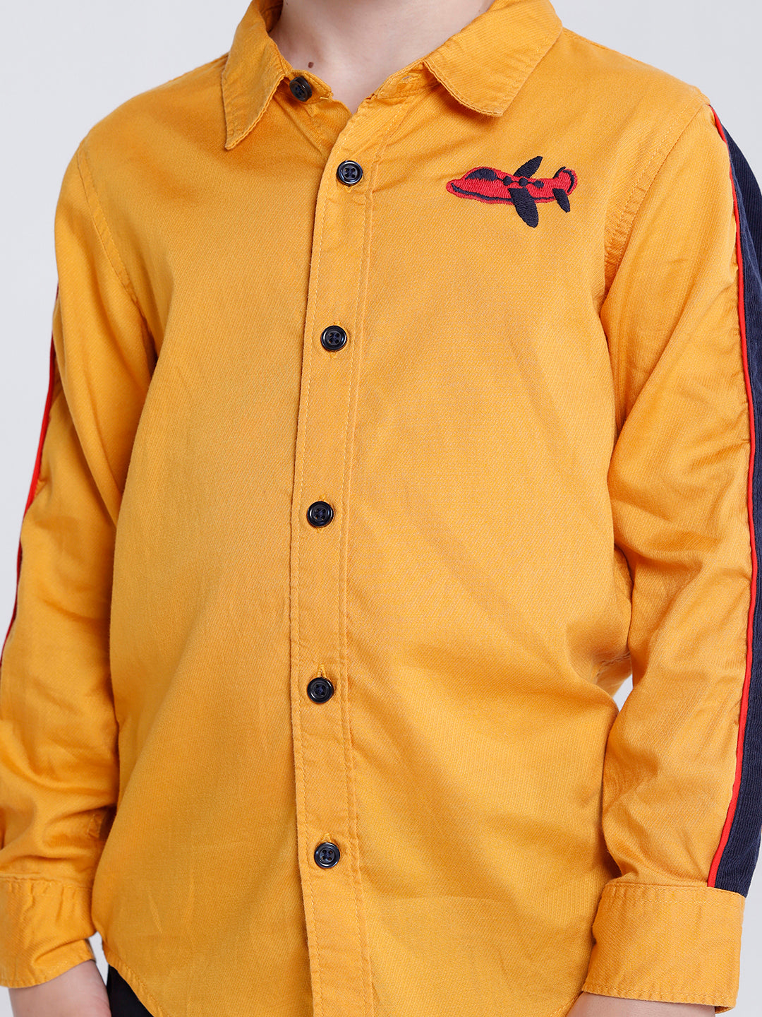 Boys Long sleeve shirt with contrast sleeve panel