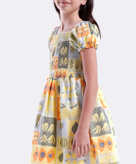 Girls dress with smocking bodice