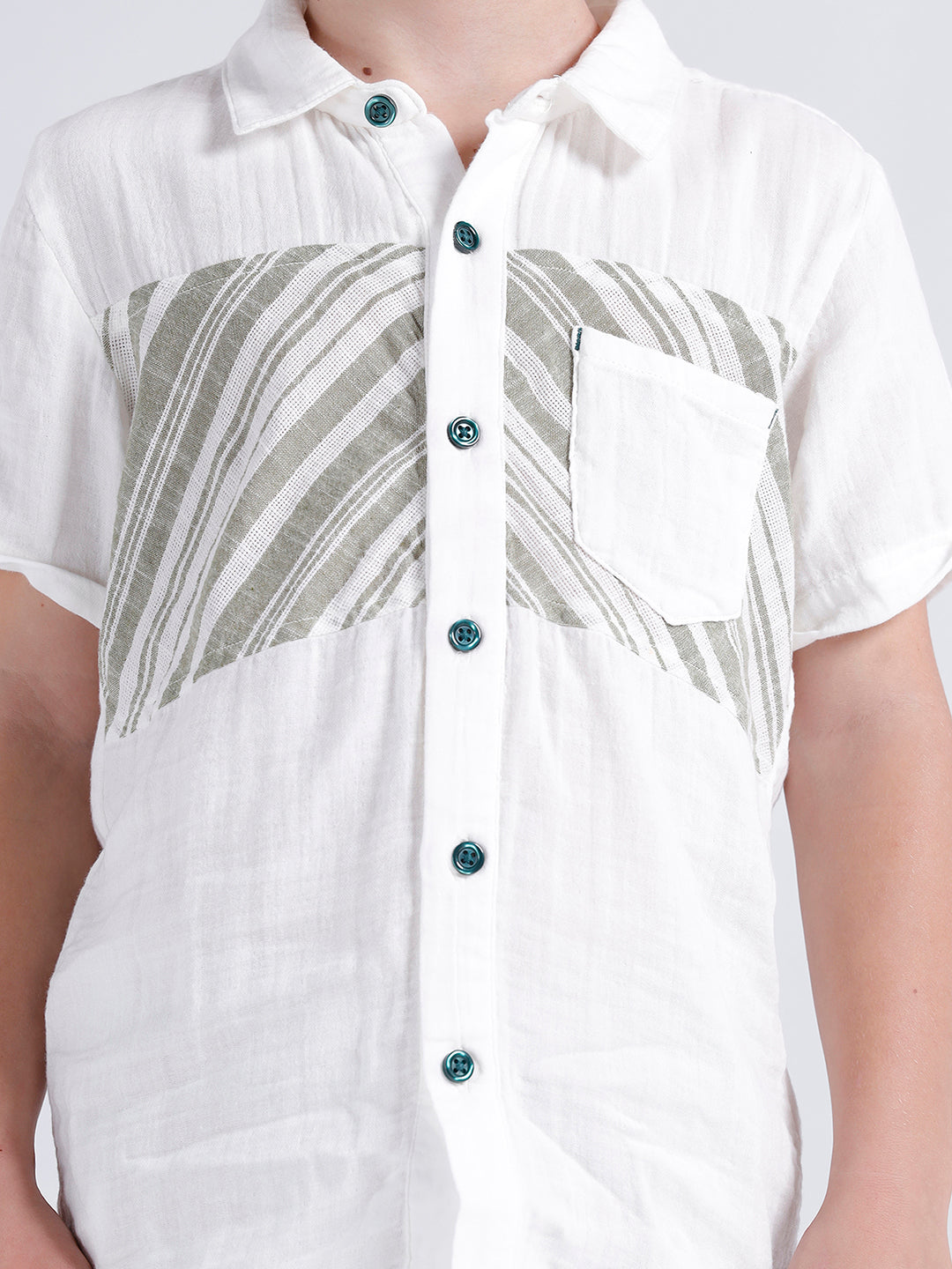 Boys Short sleeve shirt with stripe panel across front