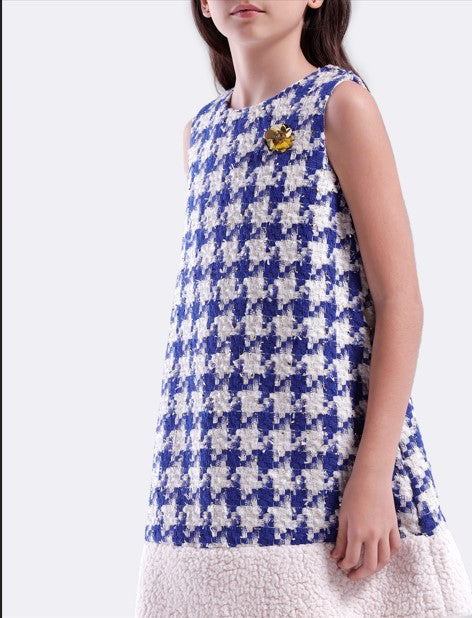 Girls Dress with fur hem panel