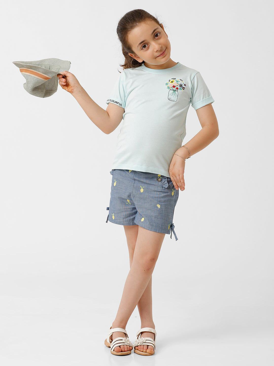 Girls Floral Embroidered T-shirt