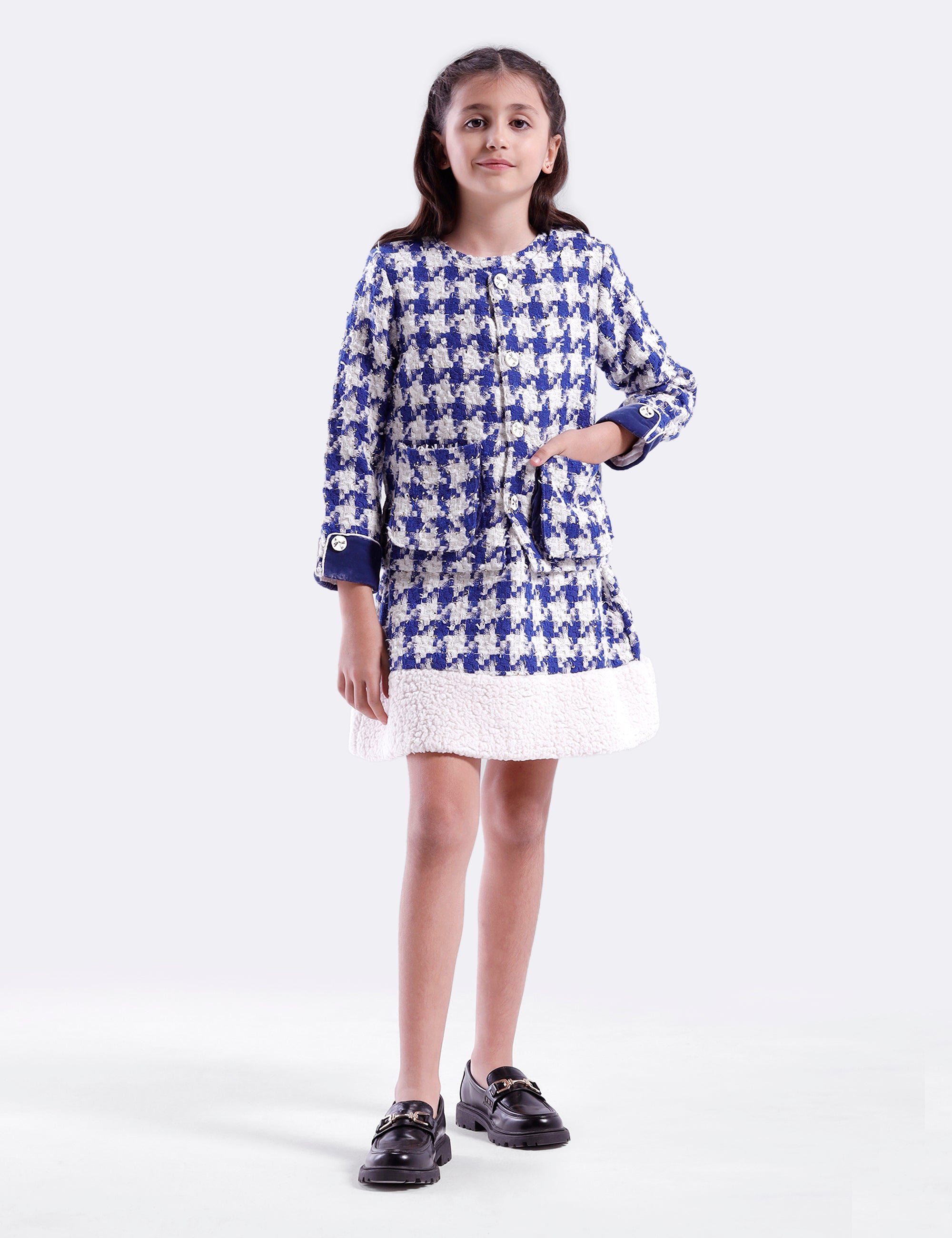 Girls Dress with fur hem panel