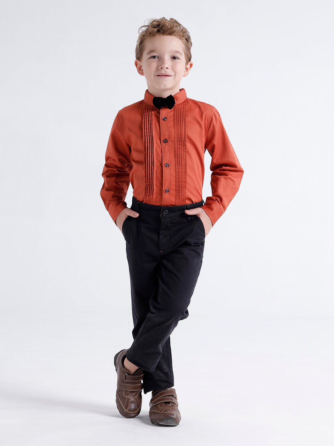 Boys Long sleeve shirt with Pintuck front
