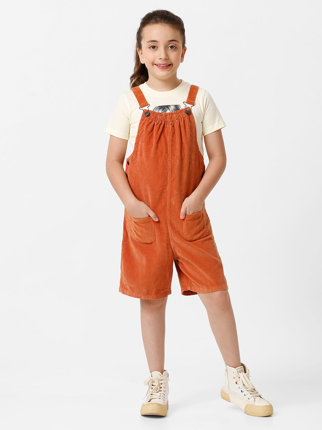 Girls Embroidered Corduroy Dungaree