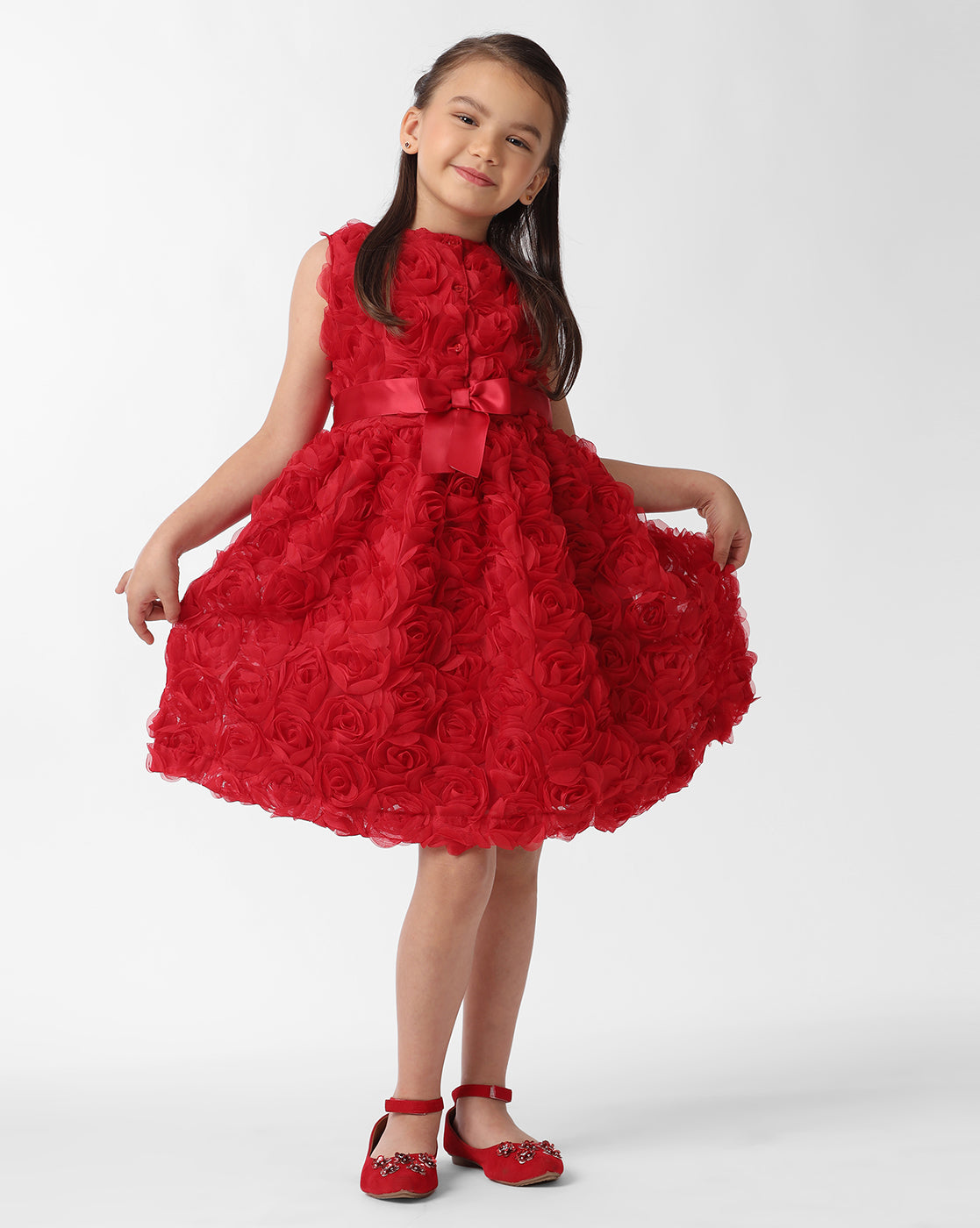 Girls 3D Rose Dress