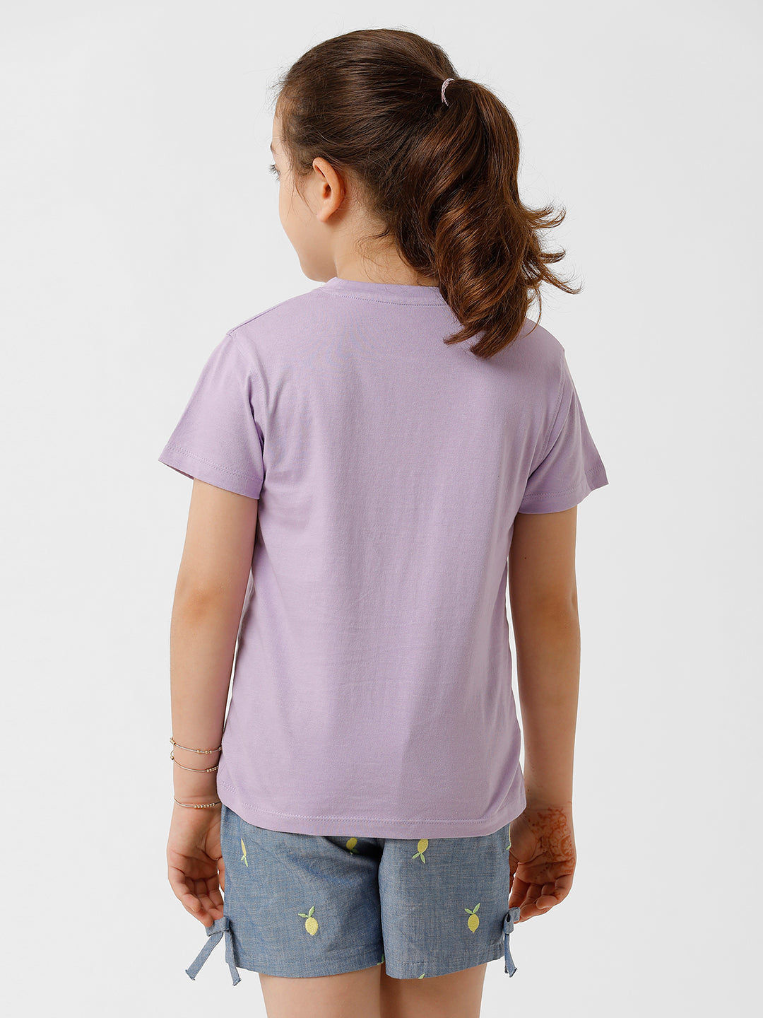 Girls Printed and Shiffley Embroidered T-shirt