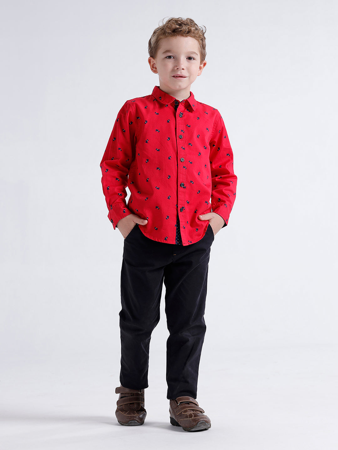 Boys Long sleeve shirt  with contrast trim fabric