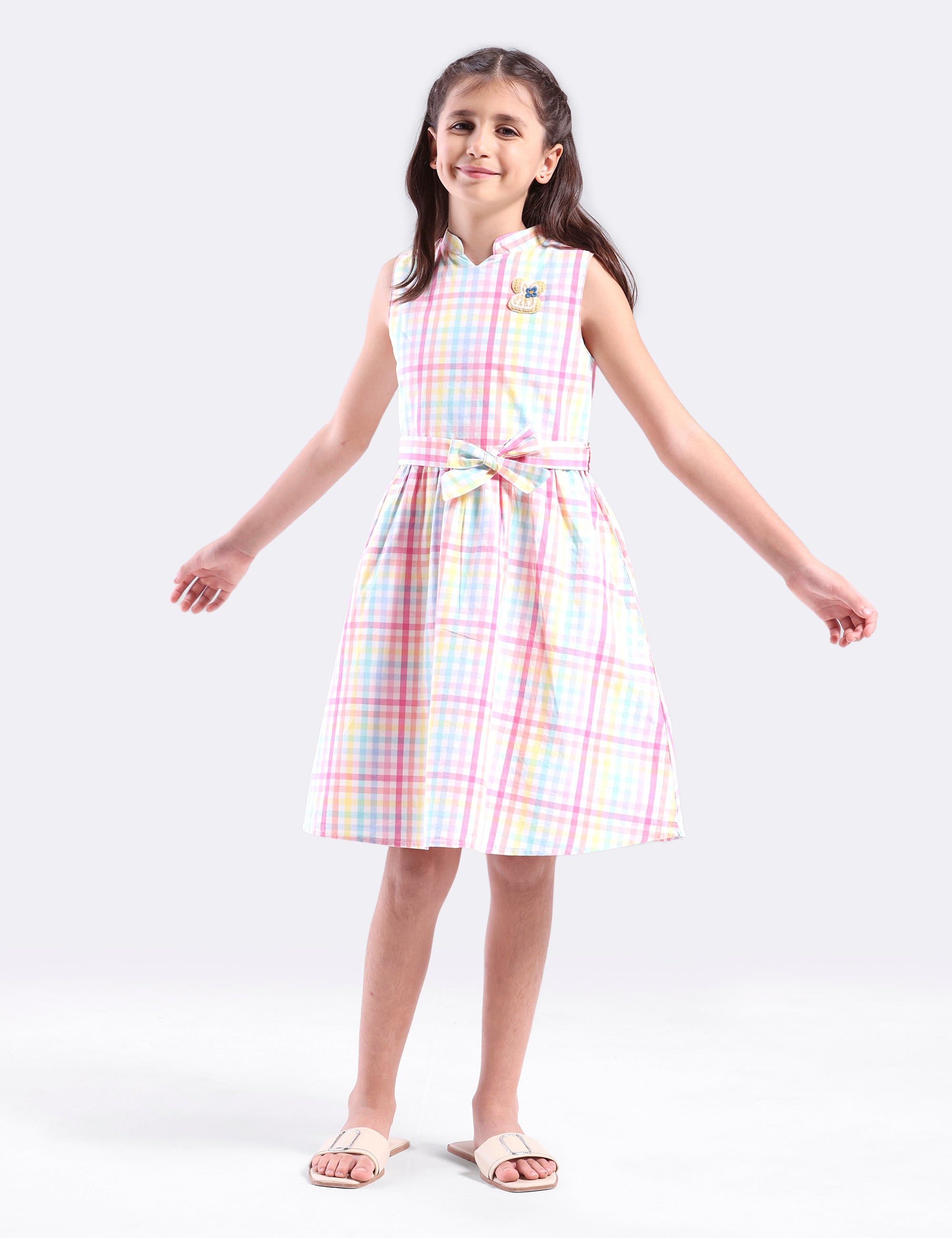 Girls Multi checkered dress