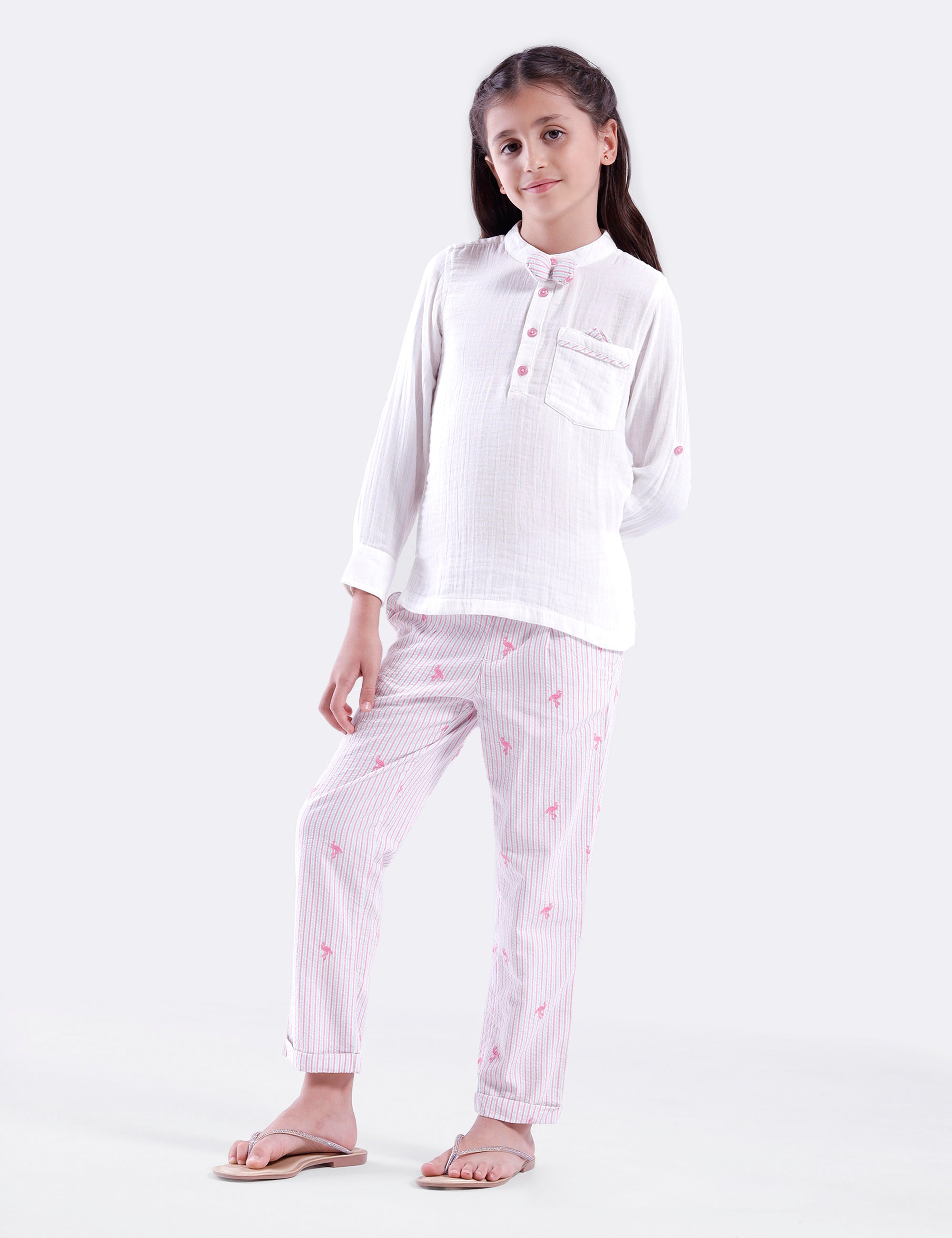 Unisex long sleeve shirt with bow