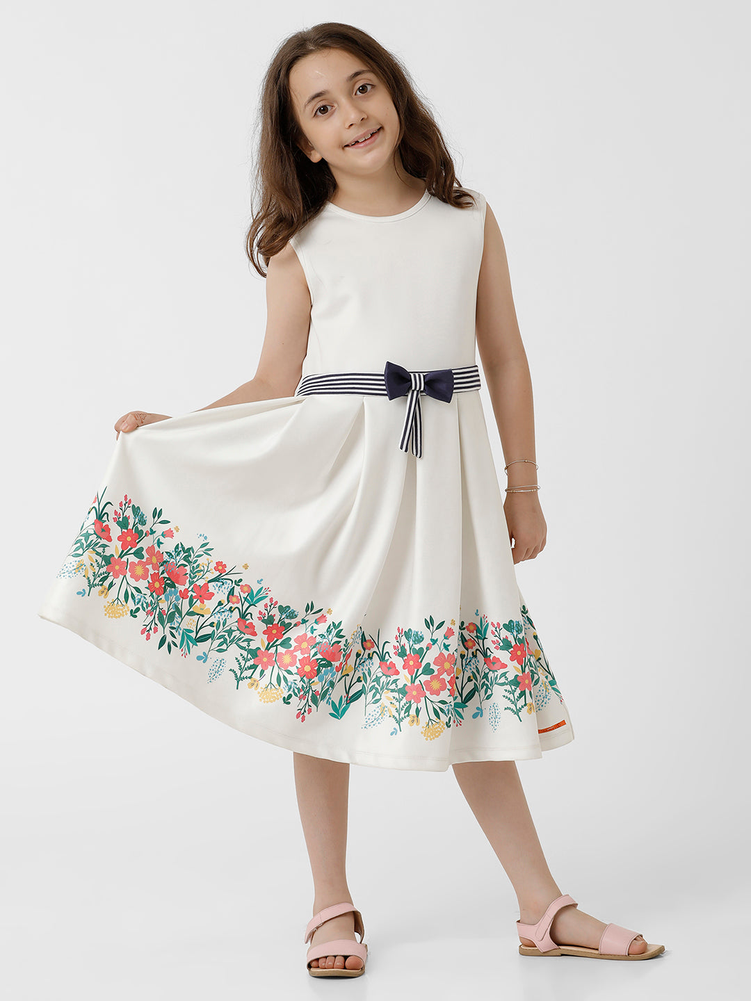 Girls Scuba Floral Printed Dress