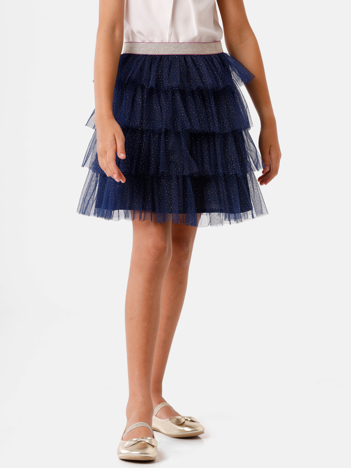 Navy Net Layered Skirt