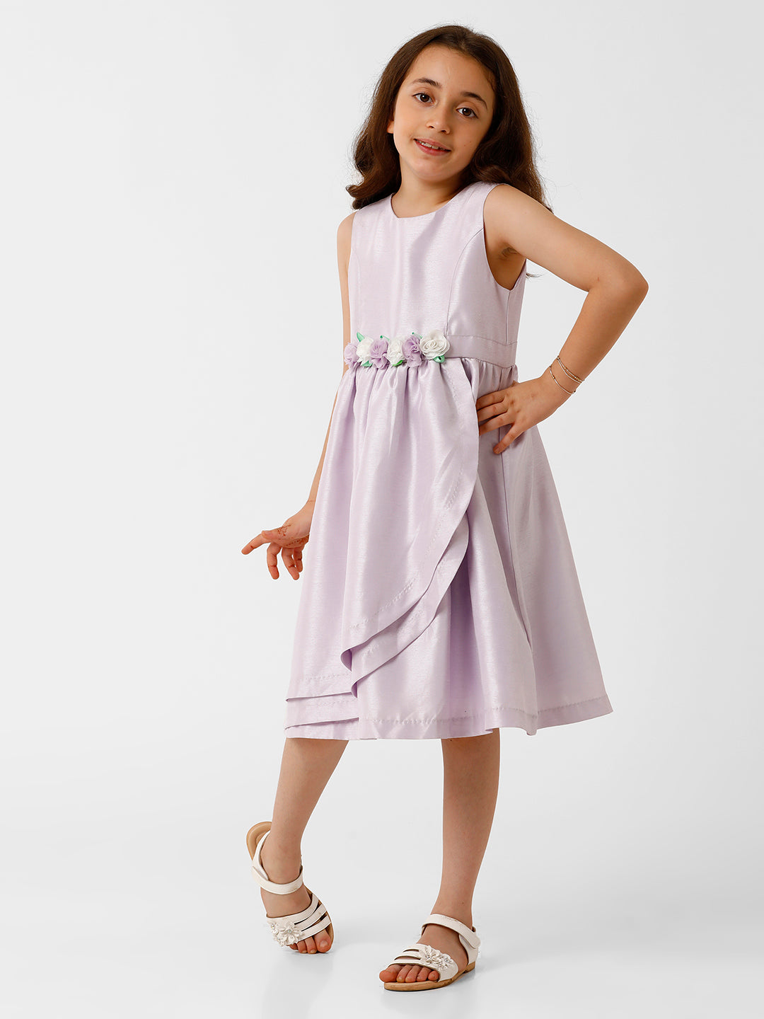 Girls 3D Floral Emblished Party Wear Dress