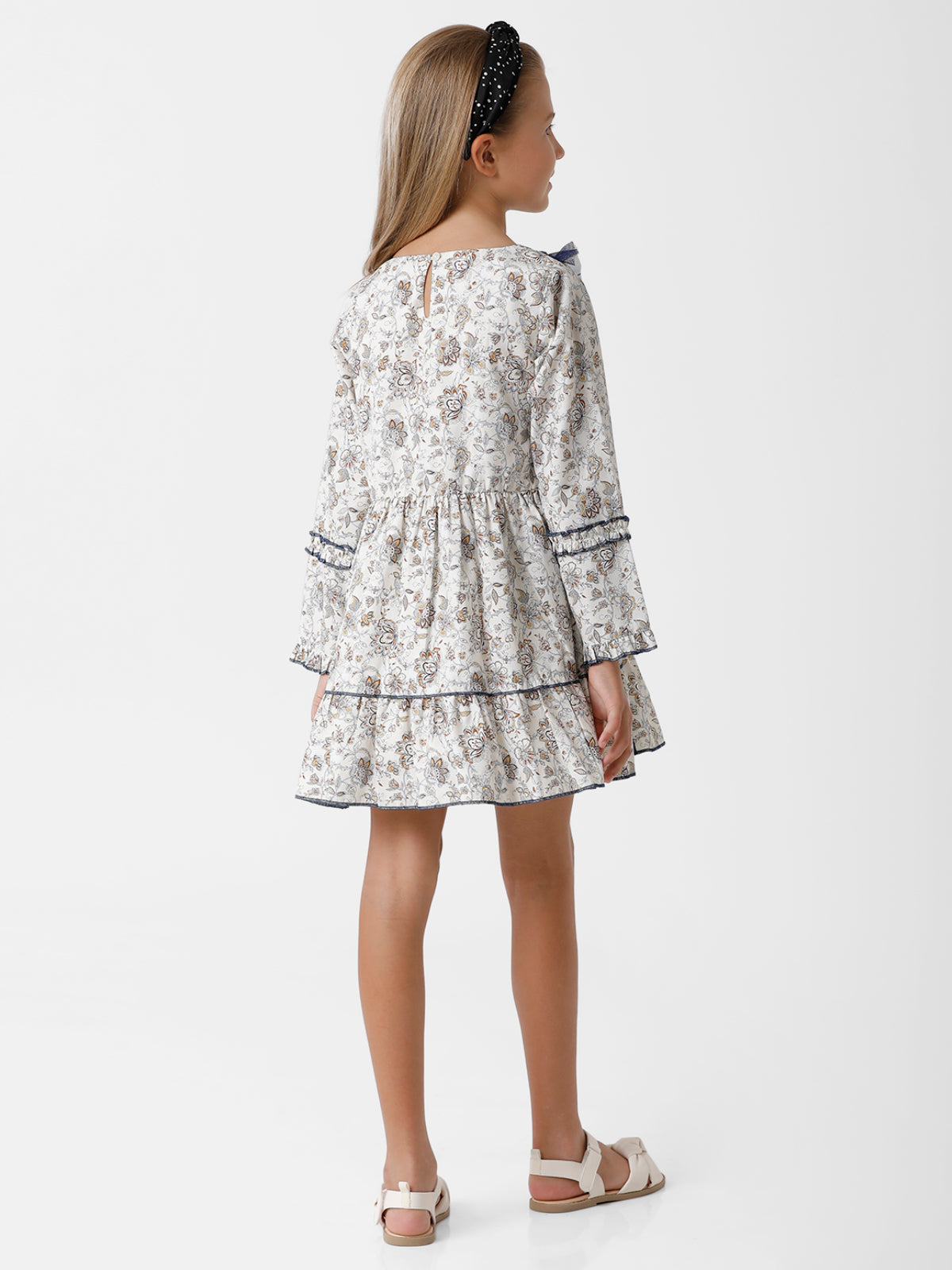 Floral Printed Dress in Off-White
