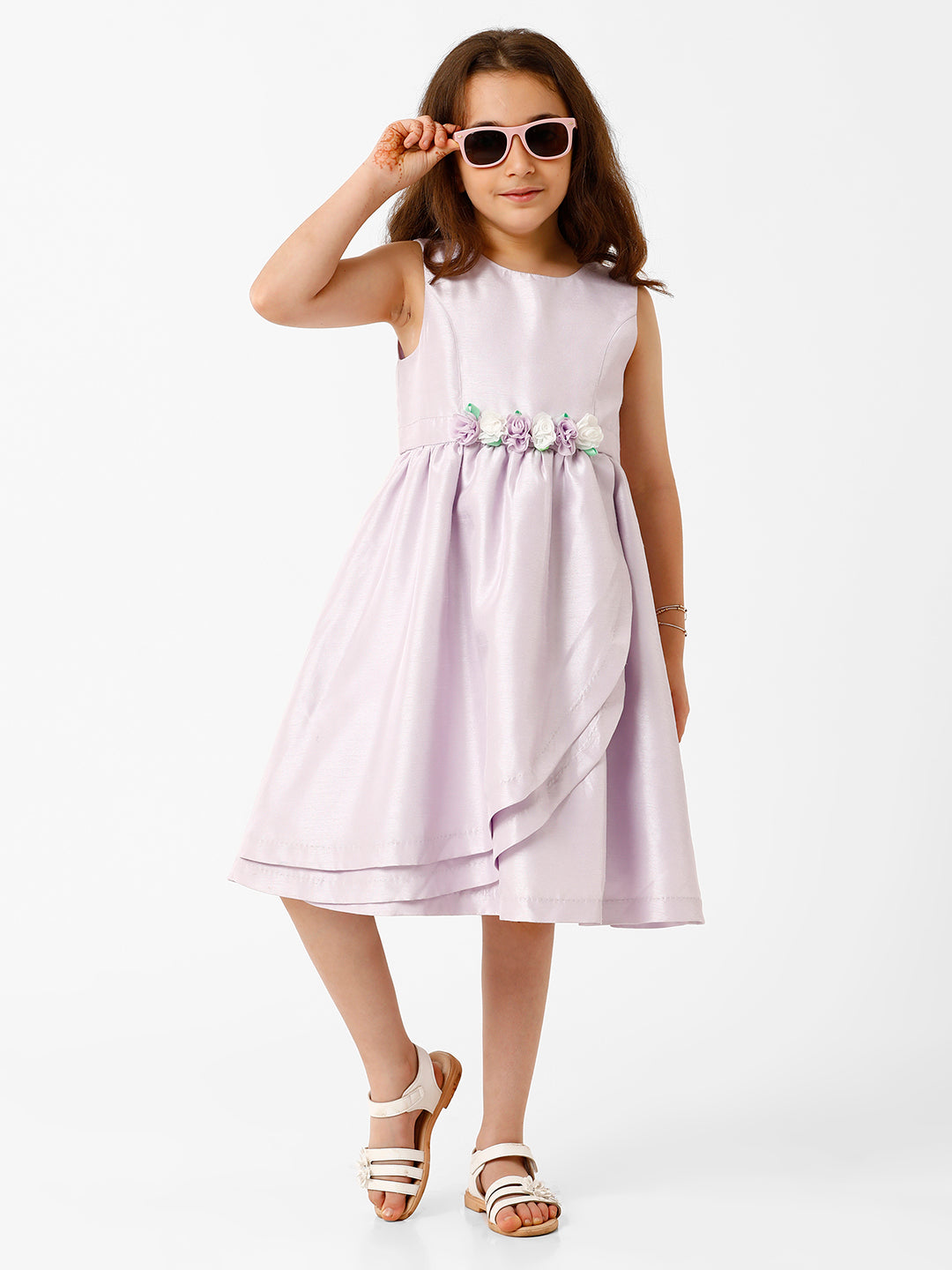 Girls 3D Floral Emblished Party Wear Dress